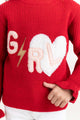 Toddler Girl Red Knit Sweater With Mock Neck