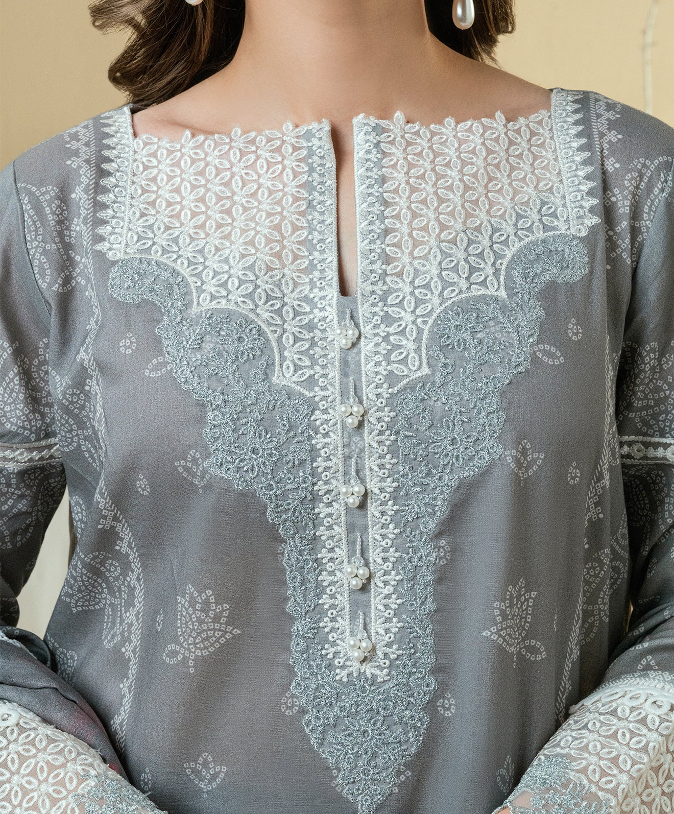 KUNEP-3P-004 GRAY-LAWN UNSTITCHED 3PC