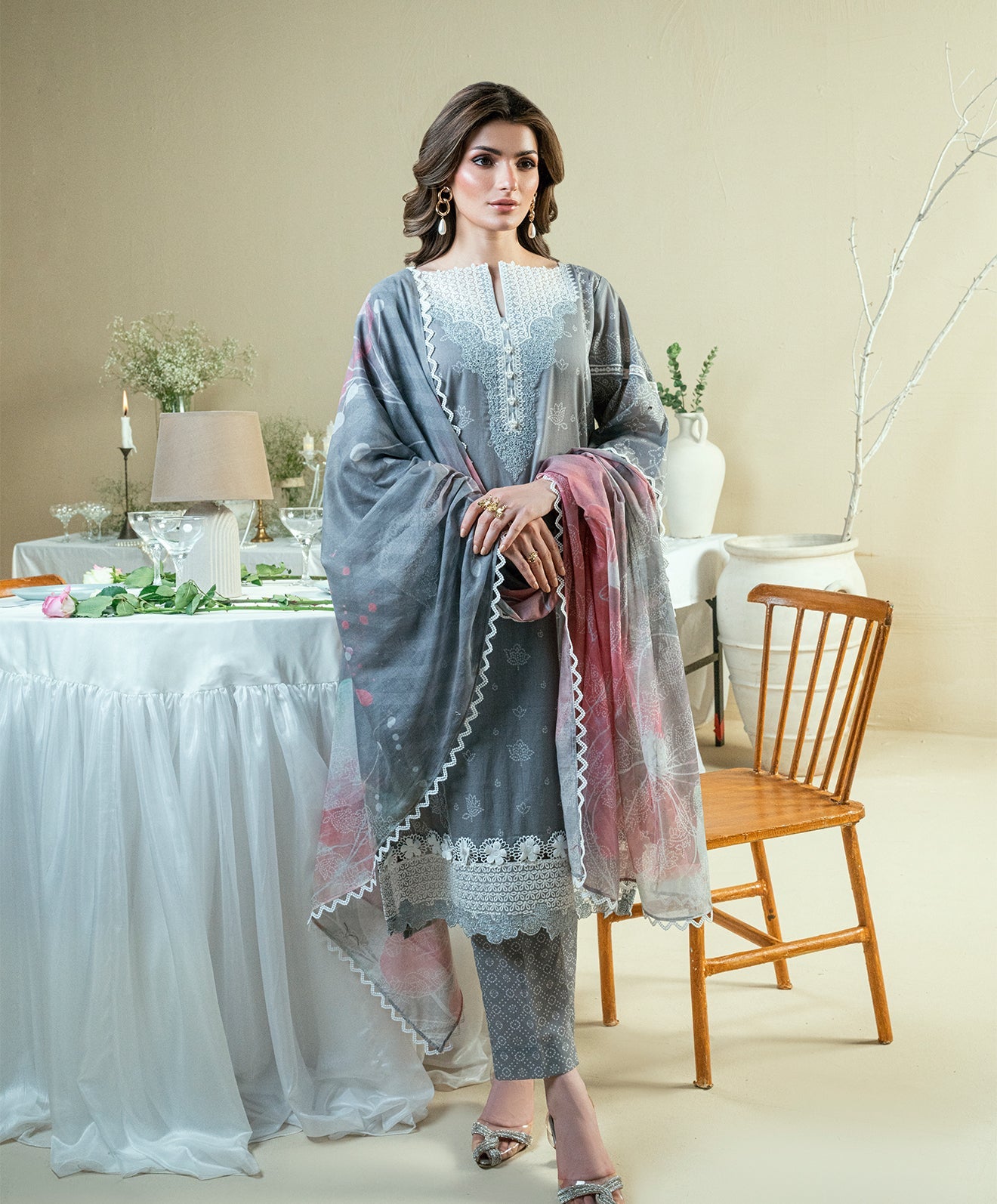 KUNEP-3P-004 GRAY-LAWN UNSTITCHED 3PC