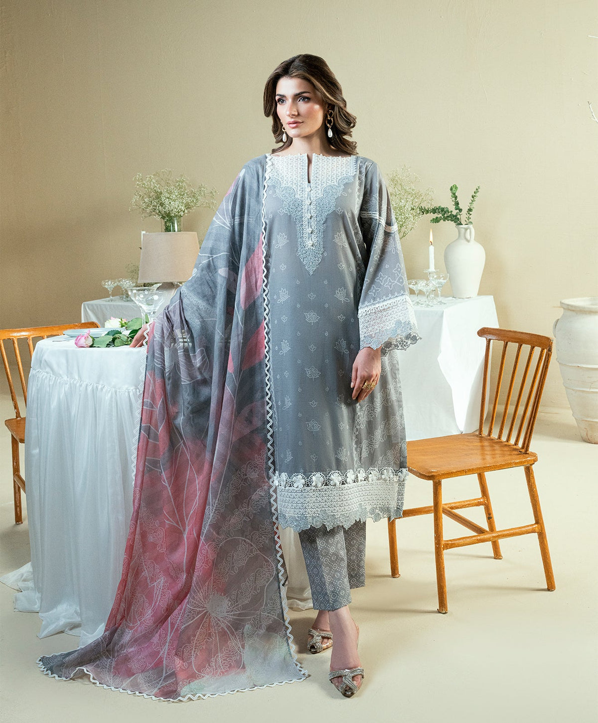 KUNEP-3P-004 GRAY-LAWN UNSTITCHED 3PC