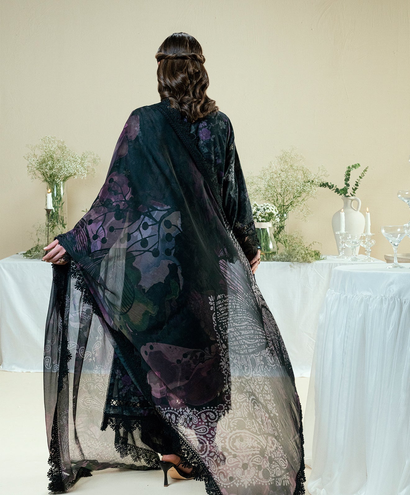 KUNEP-3P-002 BLACK-LAWN UNSTITCHED 3PC
