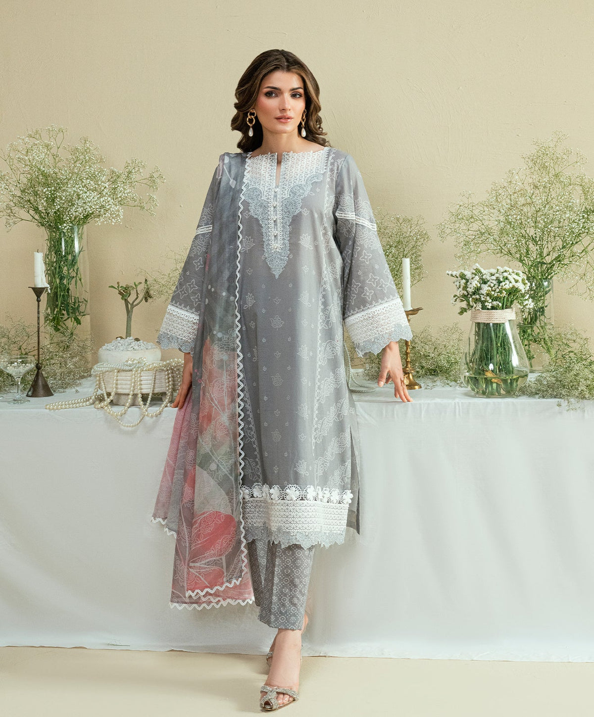 KUNEP-3P-004 GRAY-LAWN UNSTITCHED 3PC