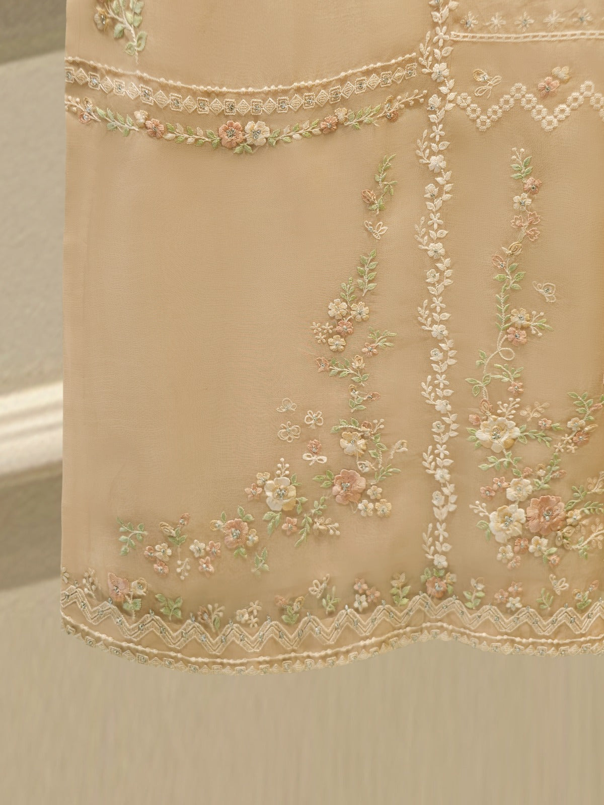 3 Piece Pure Organza Embroidered Suit S113112