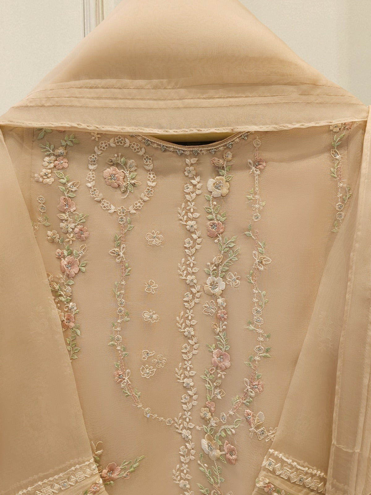 3 Piece Pure Organza Embroidered Suit S113112