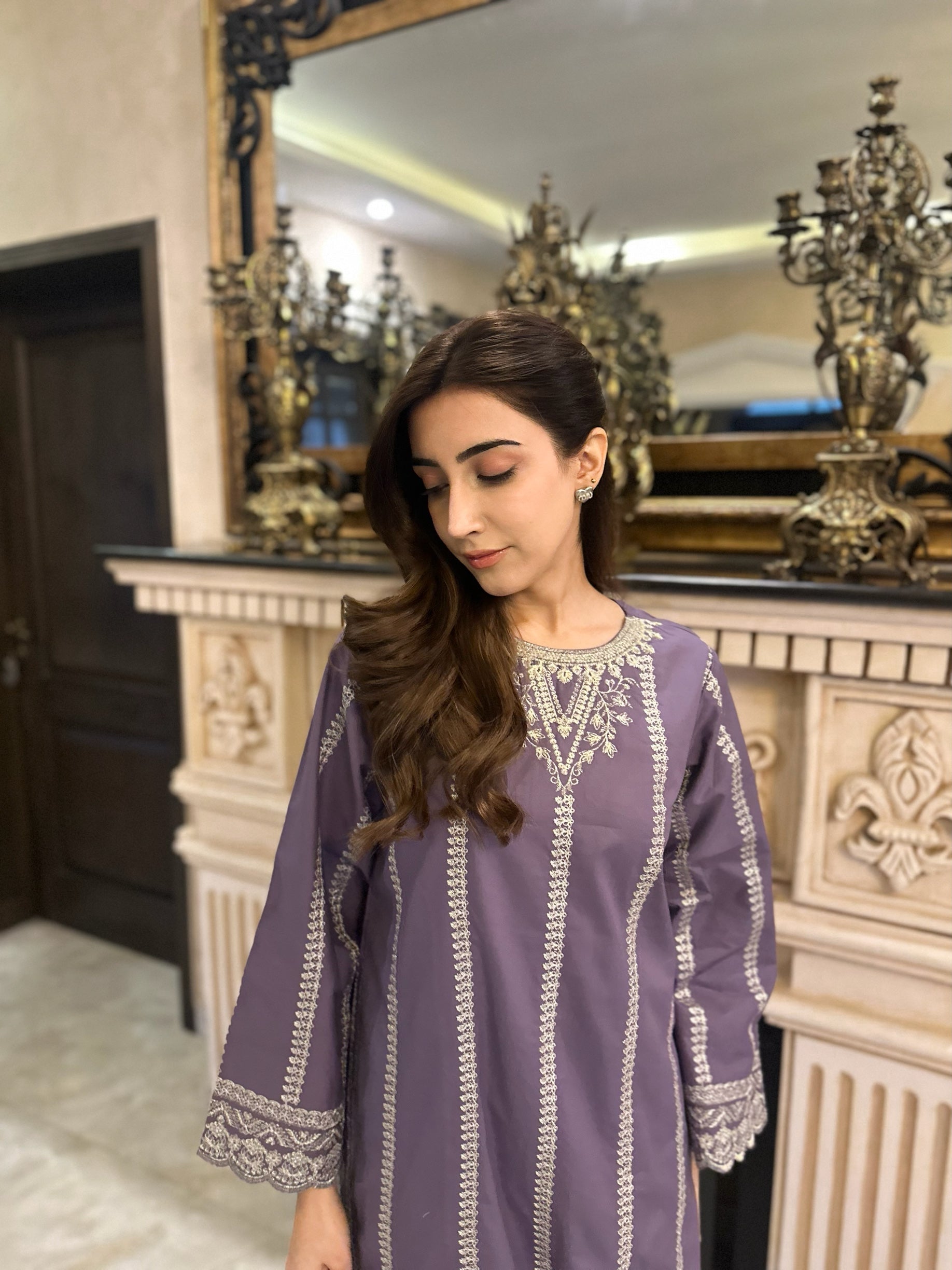 Indigo - Sweet Violet Embroidered CO-ORD SET