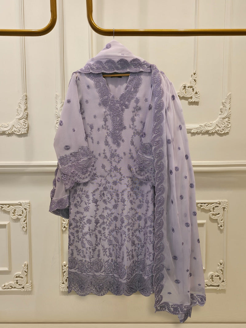 3 Piece - Pure Embroidered Cotton Net Suit S113805