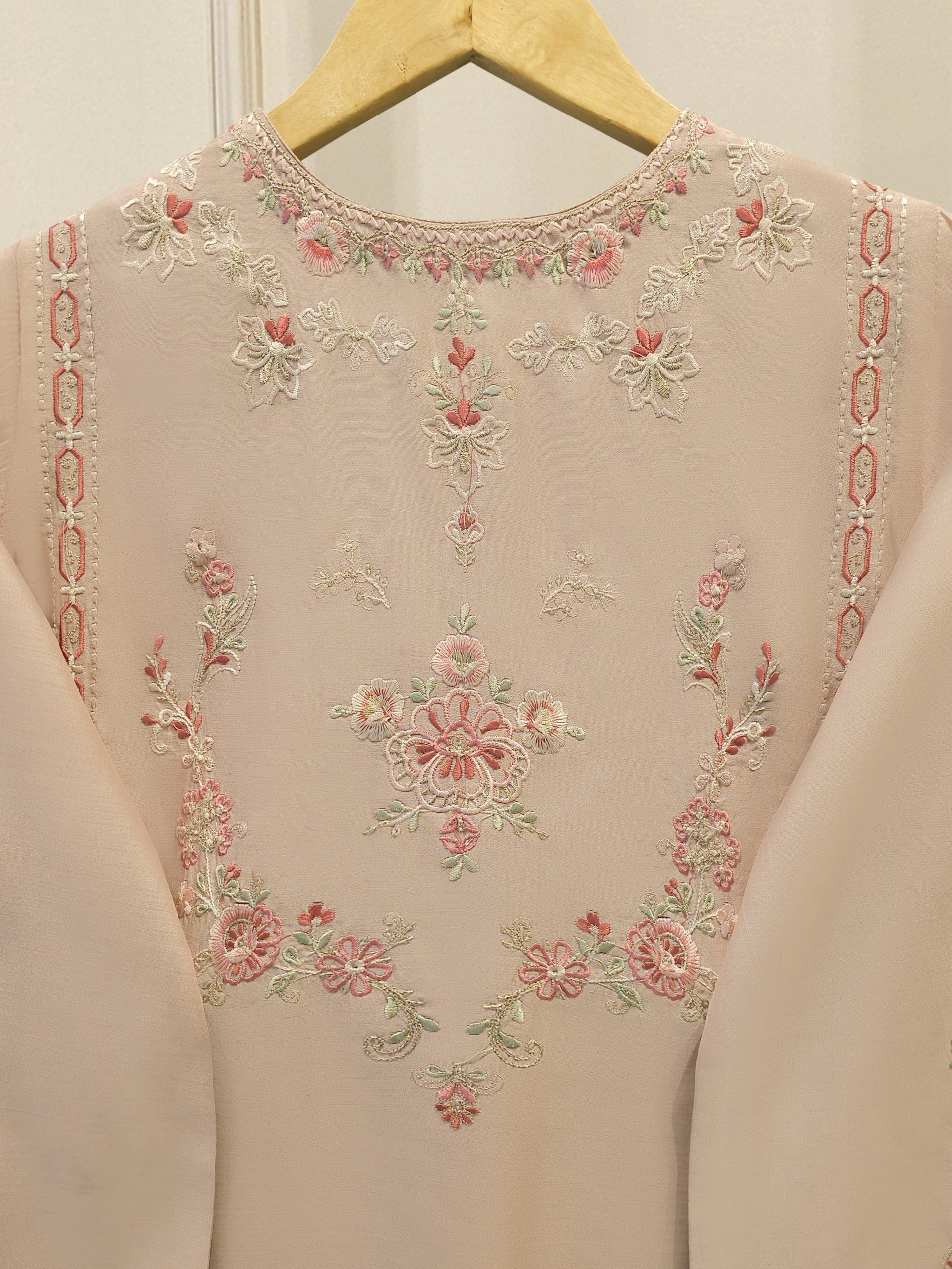 3 Piece- Pure Khadi Silk Embroidered Suit S113657