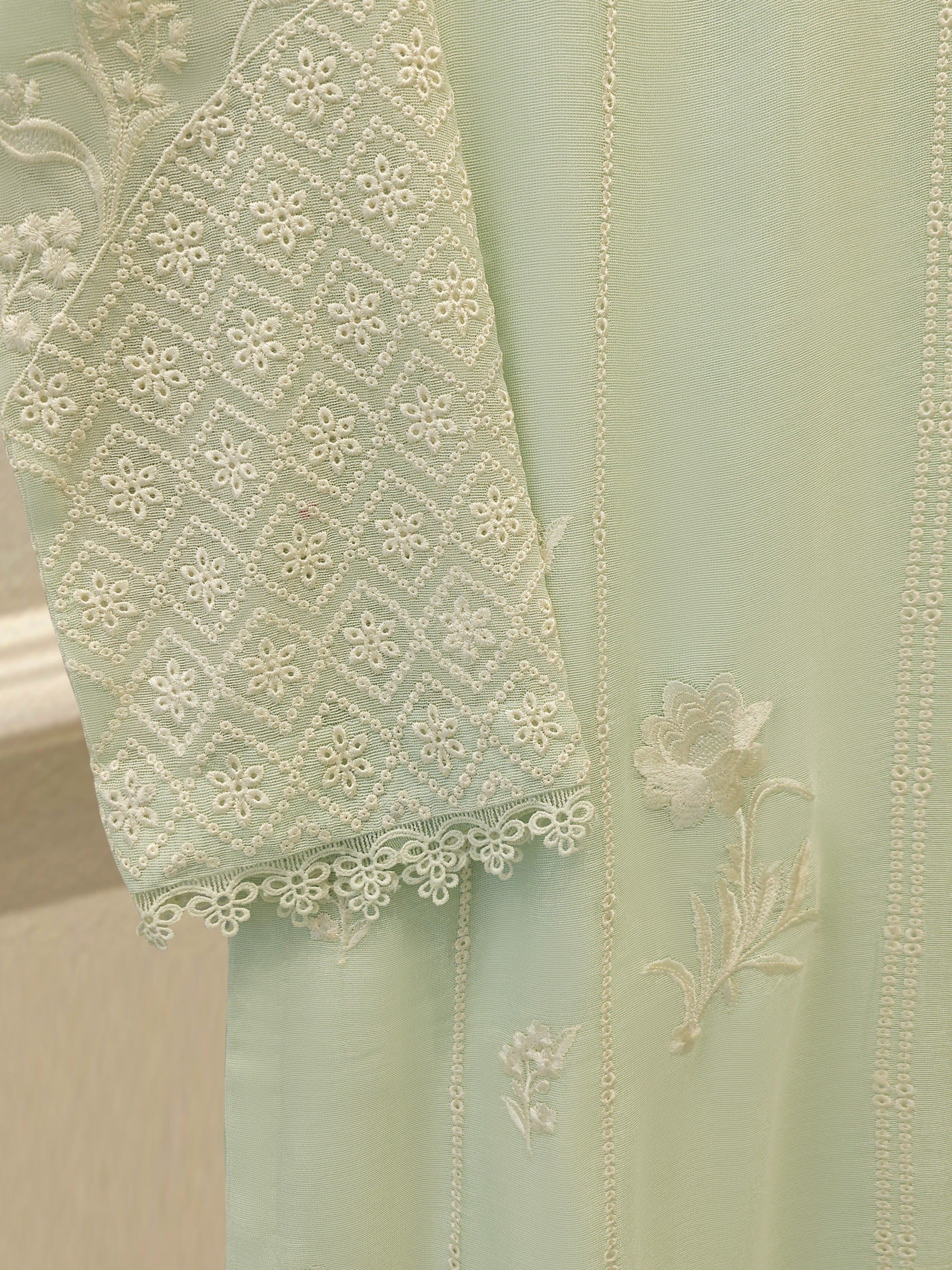 3 Piece - Pure Embroidered Cotton Net Suit S114005