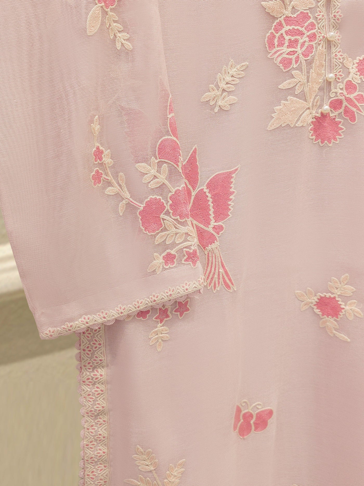 3 Piece - Pure Embroidered Cotton Net Suit S114003