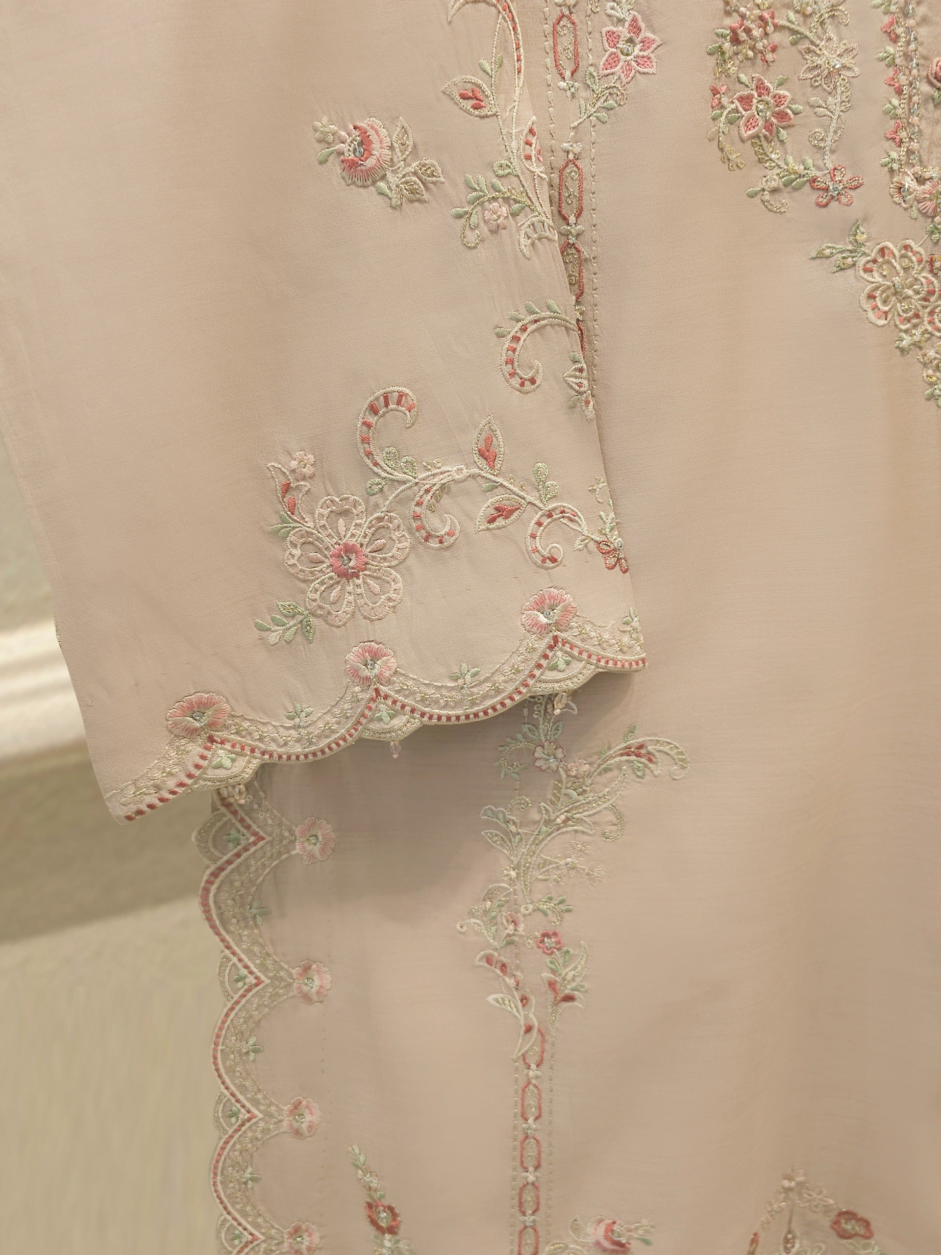3 Piece- Pure Khadi Silk Embroidered Suit S113657