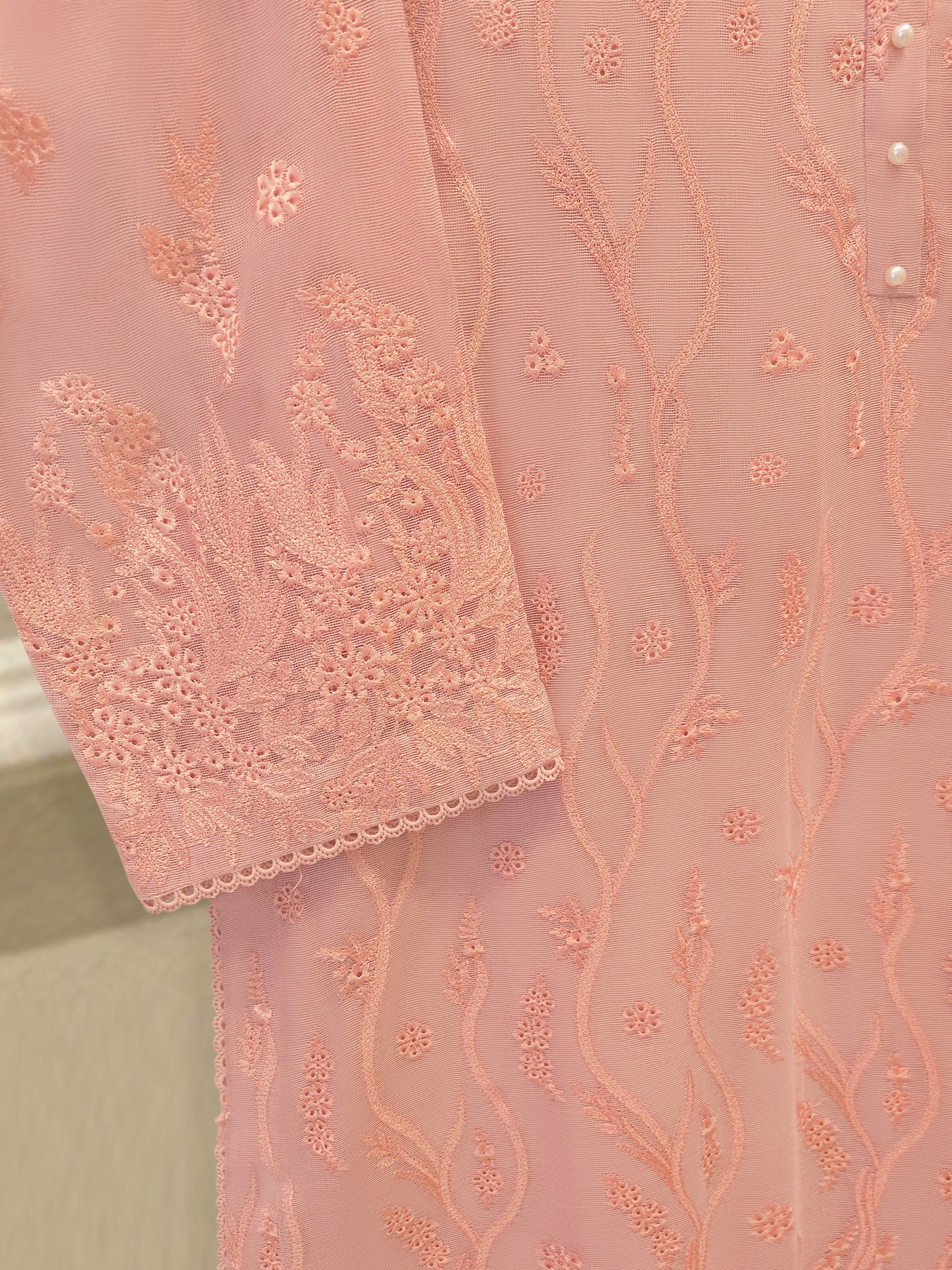 3 Piece - Pure Embroidered Cotton Net Suit S114041