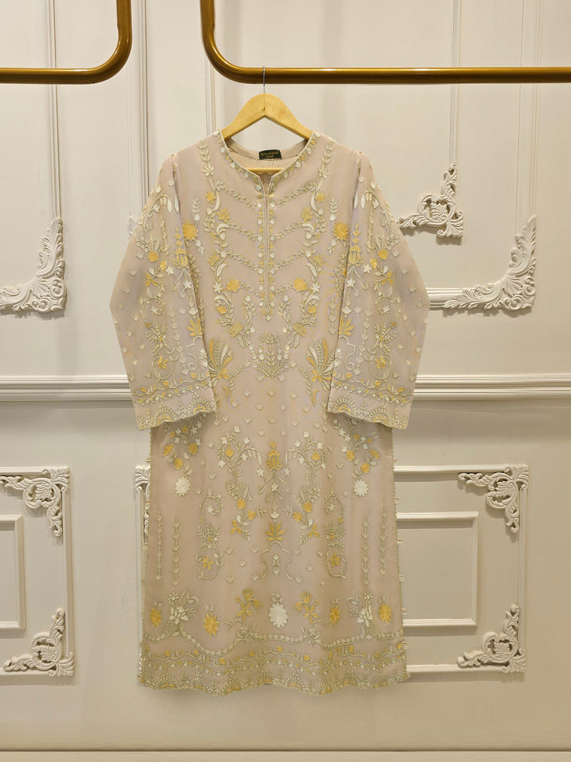 2 Piece - Pure Embroidered Cotton Net Suit S113511