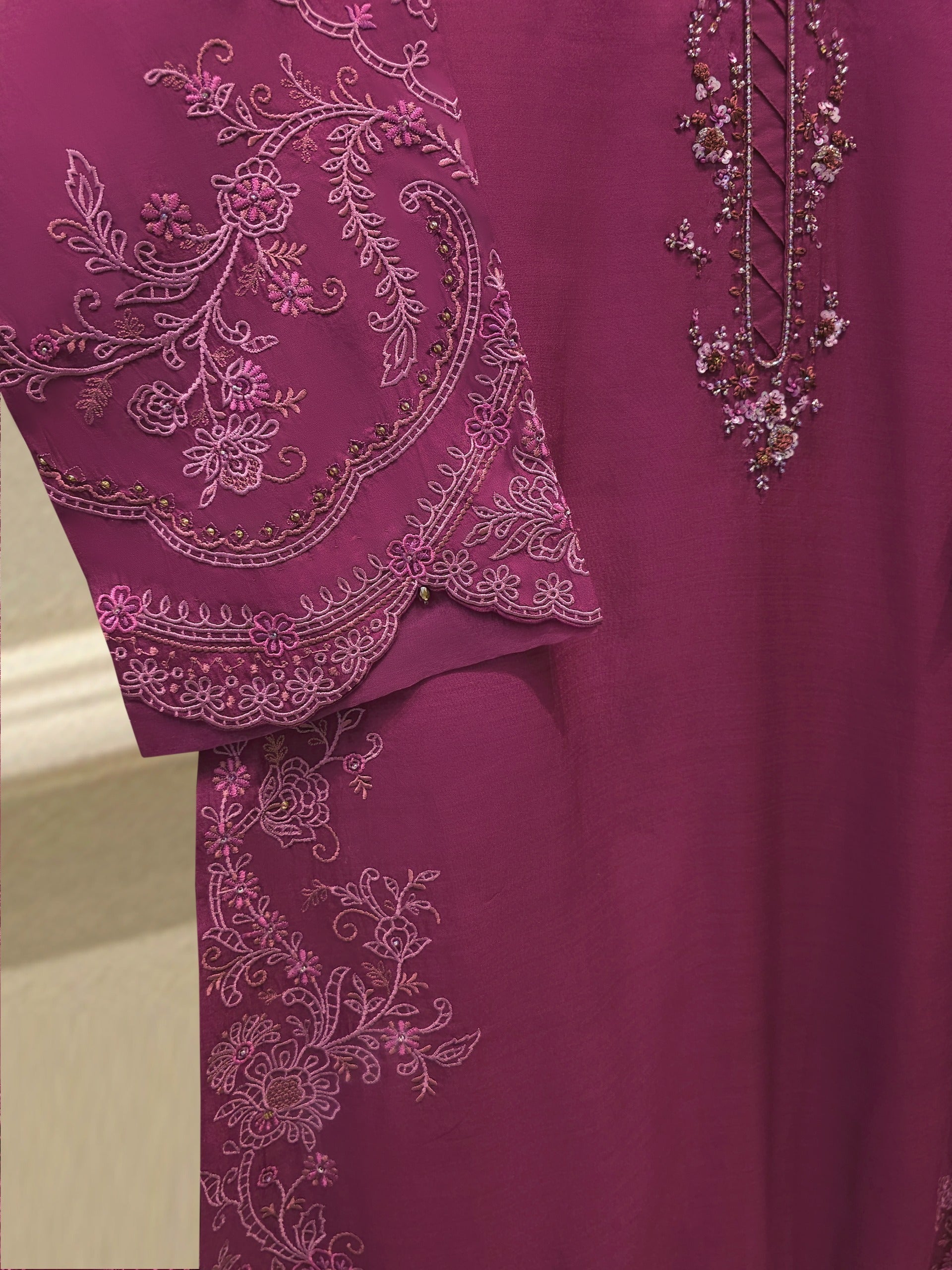 3 Piece - Pure Khaddi Silk Embroidered  Suit S115041