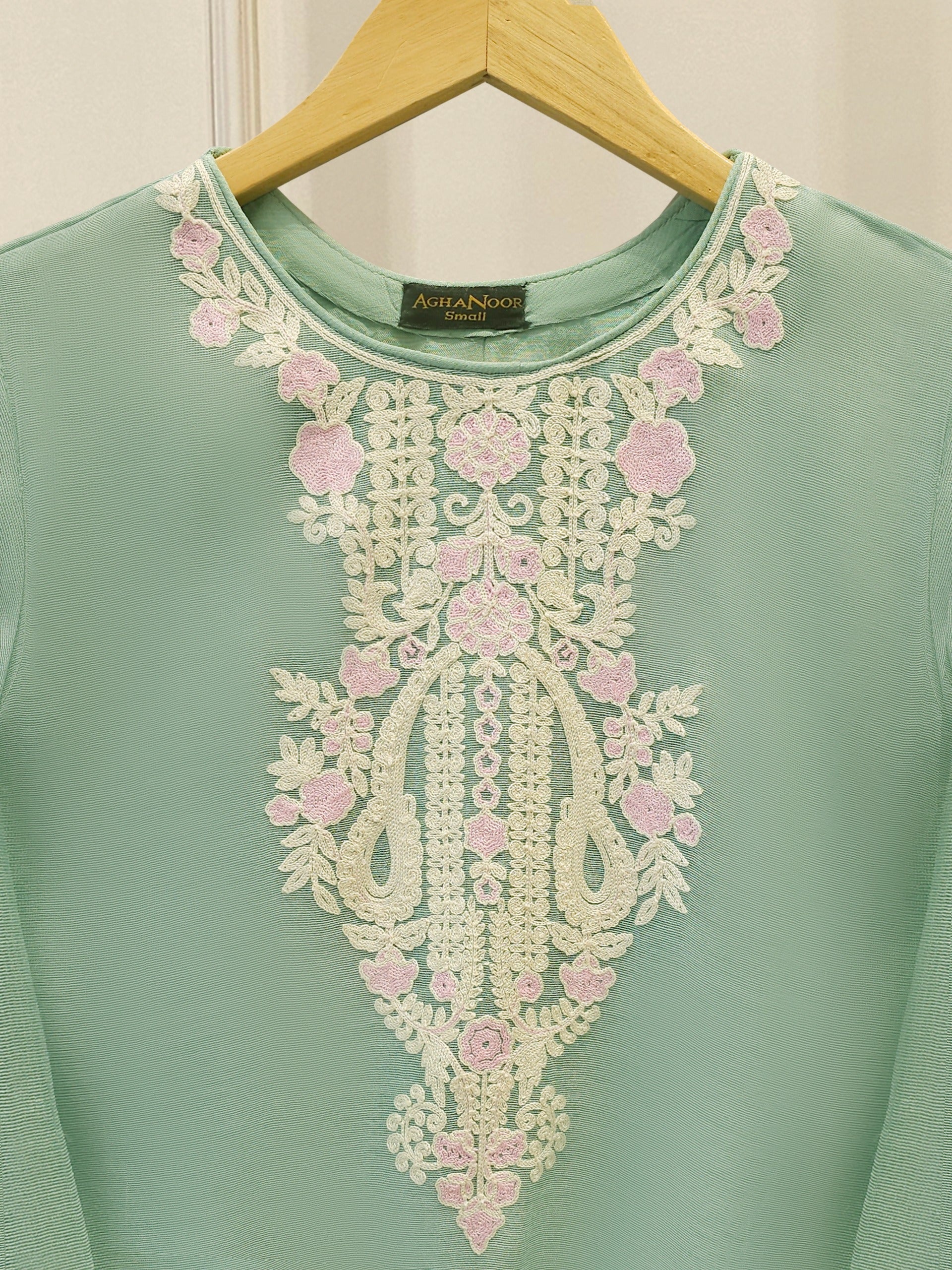 2 Piece - Pure Embroidered Cotton Net Suit S113855