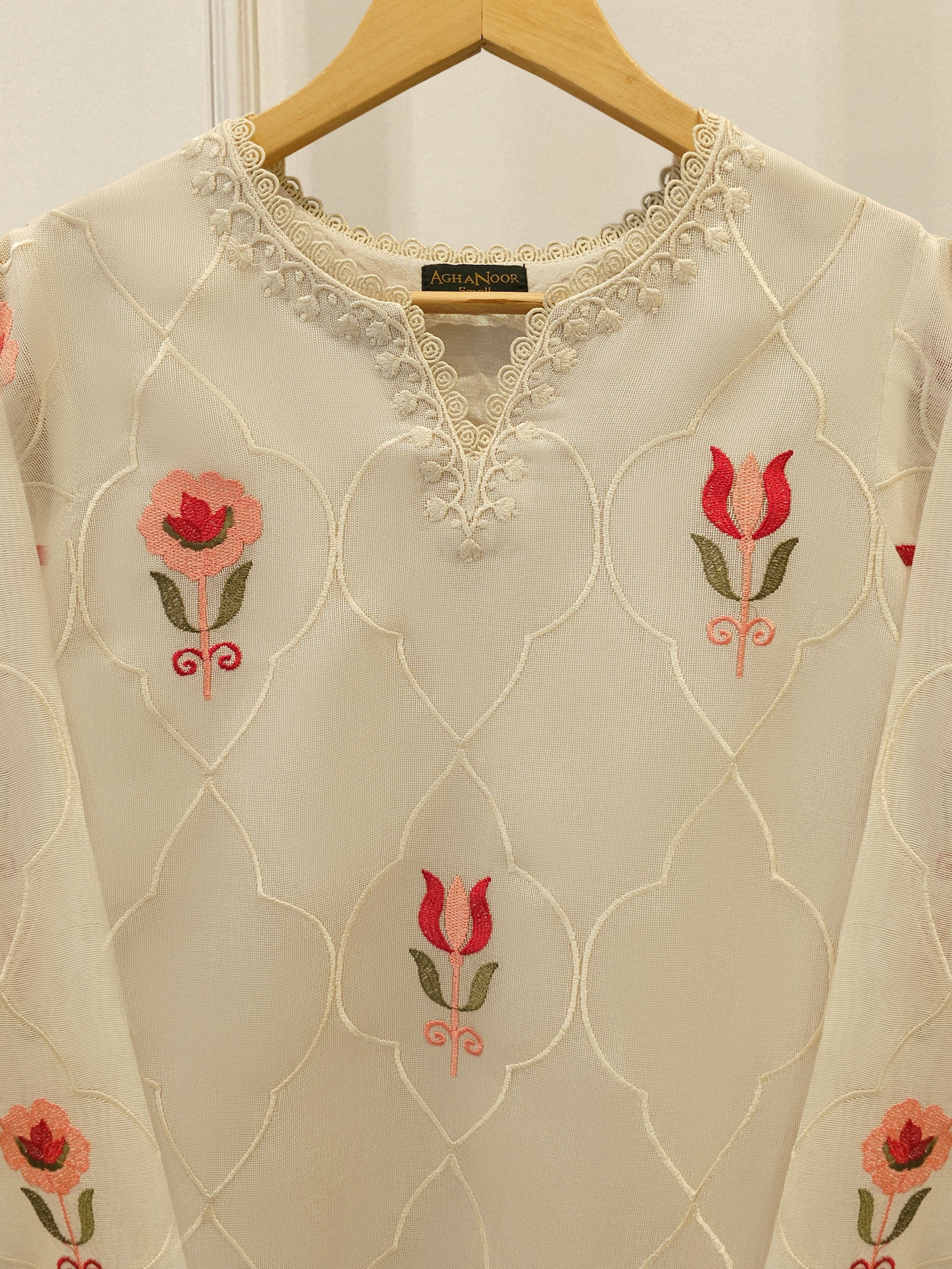 2 Piece - Pure Embroidered Cotton Net Suit S113814