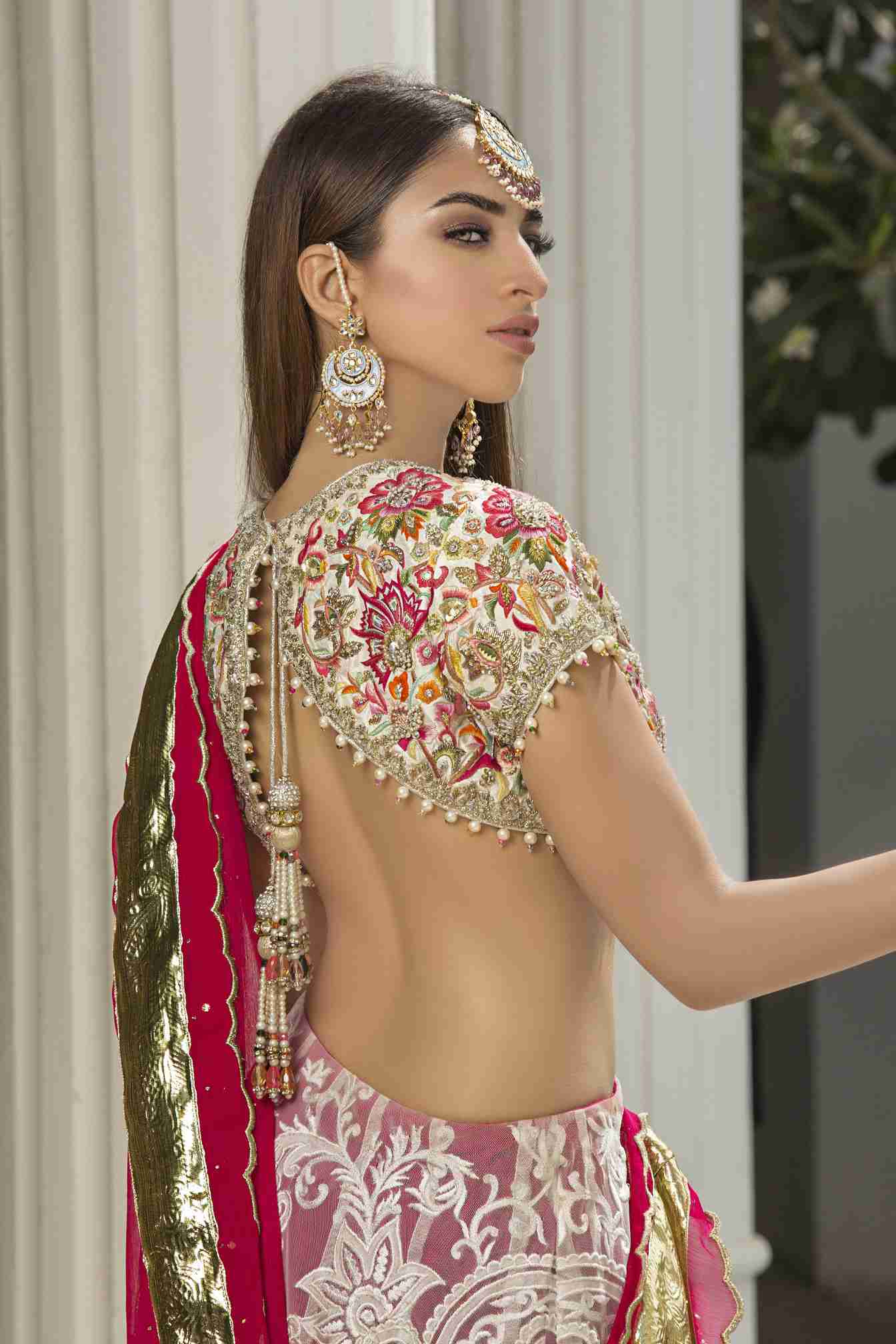 Ivory Multi Resham and Hand Embroidered Choli with Cutwork Lehenga and Chiffon Dupatta