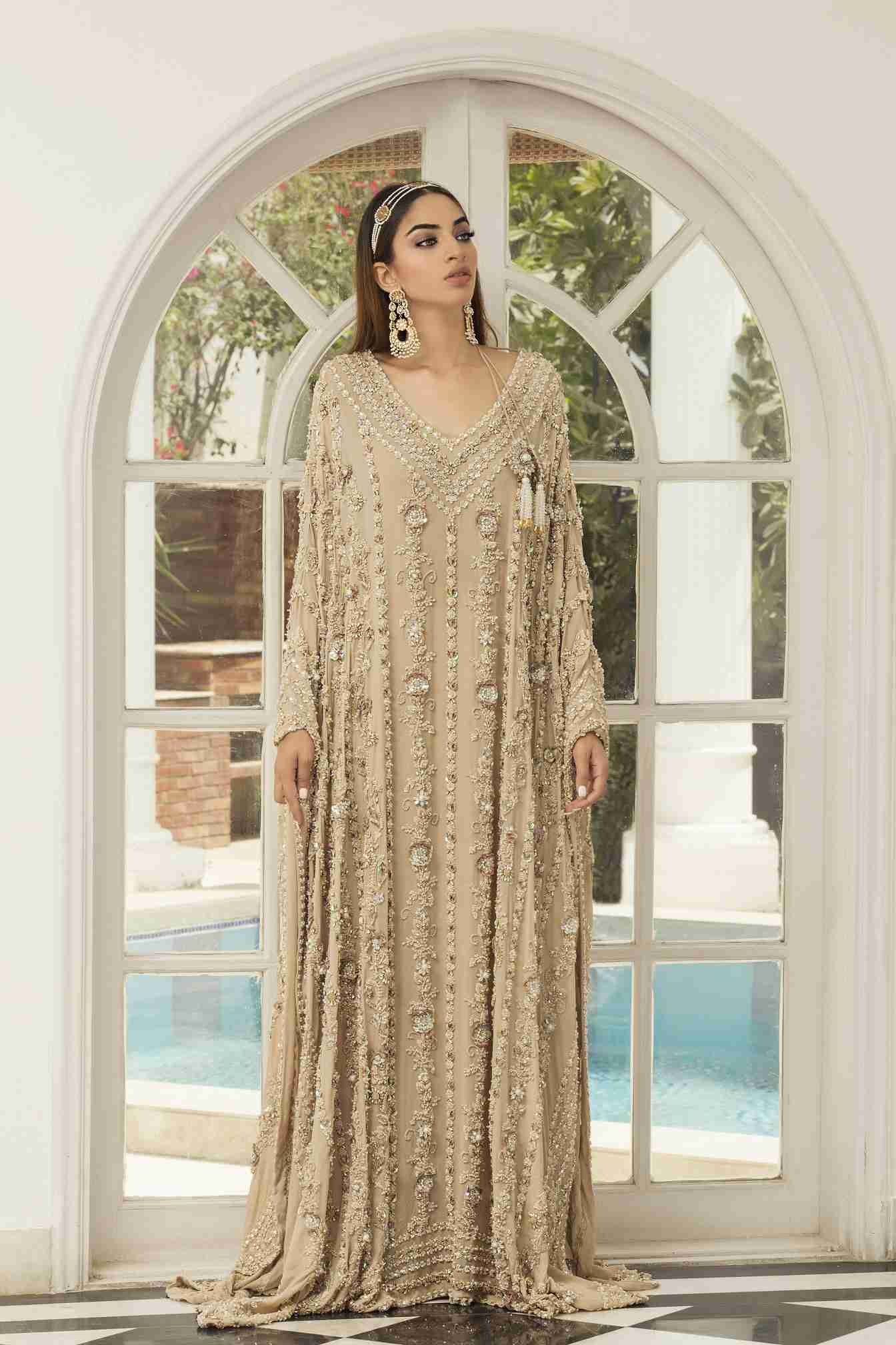 Laari Embellished Nude Kaftan