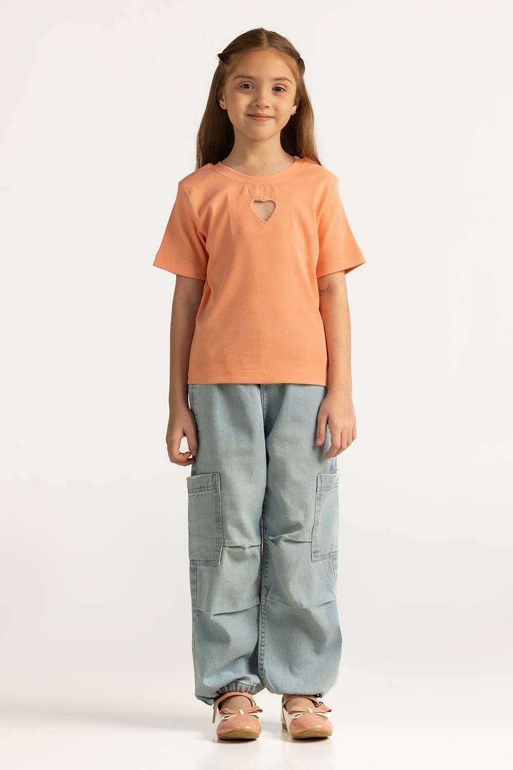 Salmon Junior Girl Knit Printed Tee