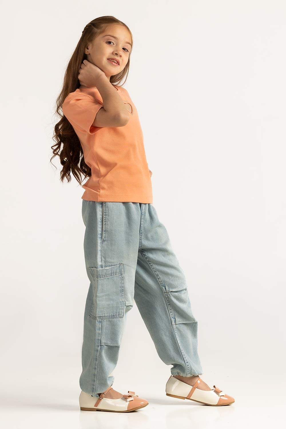Salmon Junior Girl Knit Printed Tee