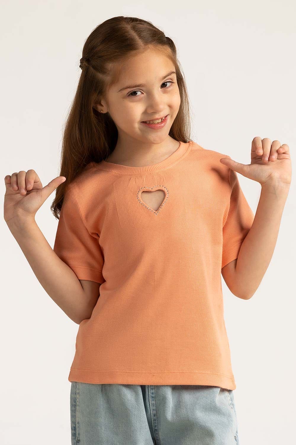 Salmon Junior Girl Knit Printed Tee