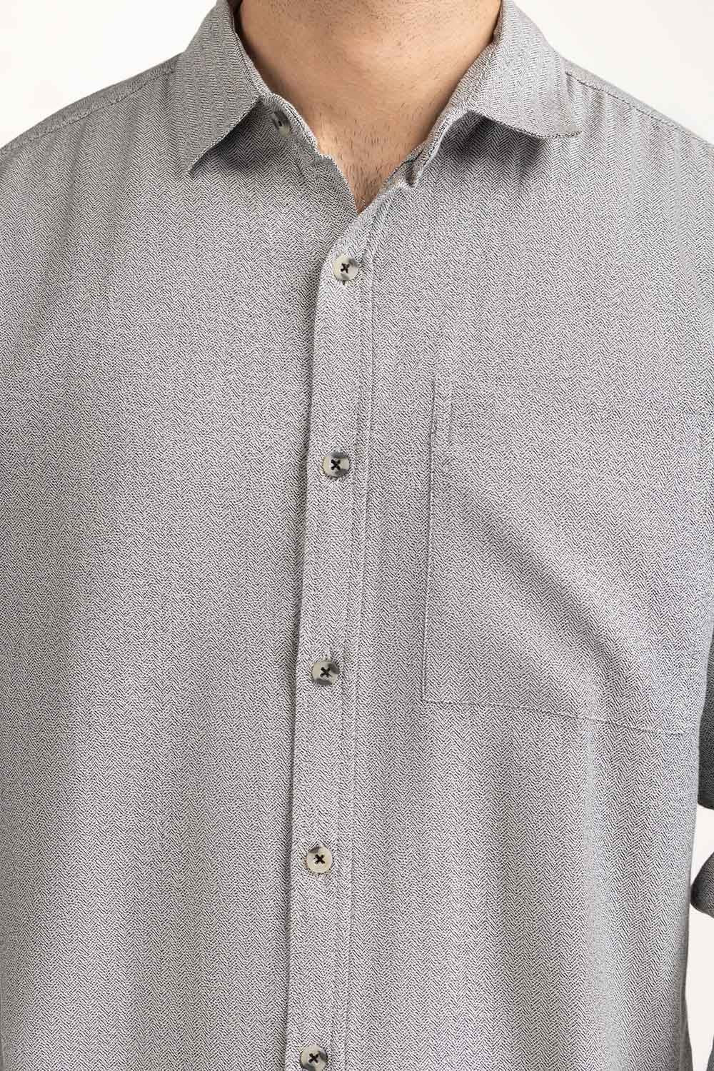 Self Textured Casual Shirts