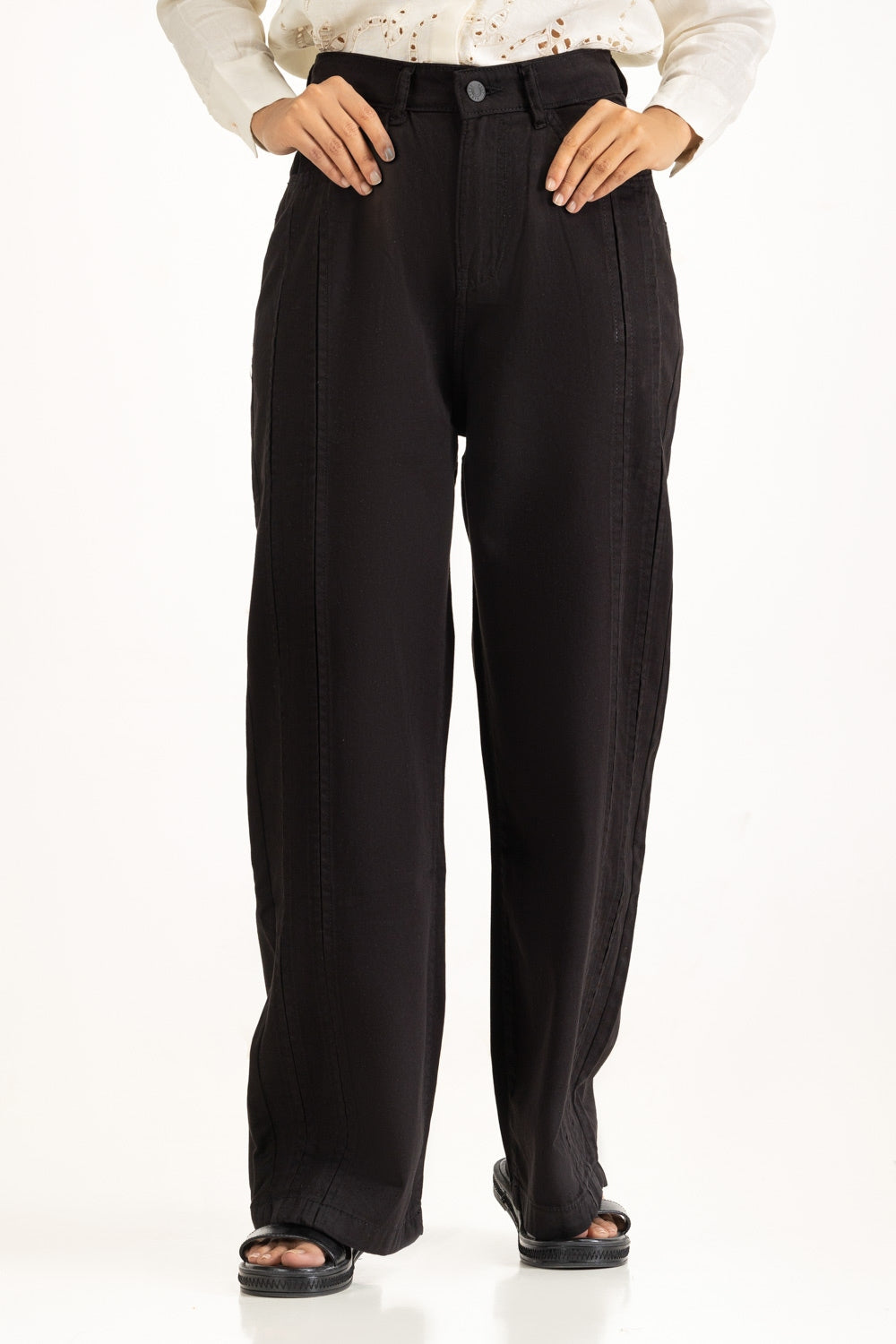 Straight Fit Wide Leg Trousers