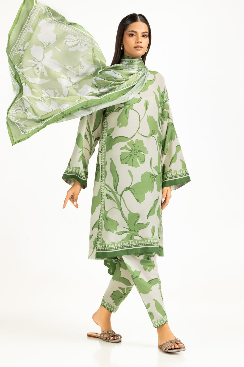 Satin Crinckle Printed Dupatta