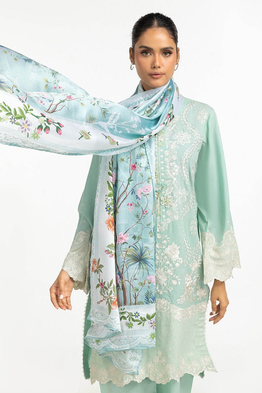 Satin Crinkle Printed Dupatta