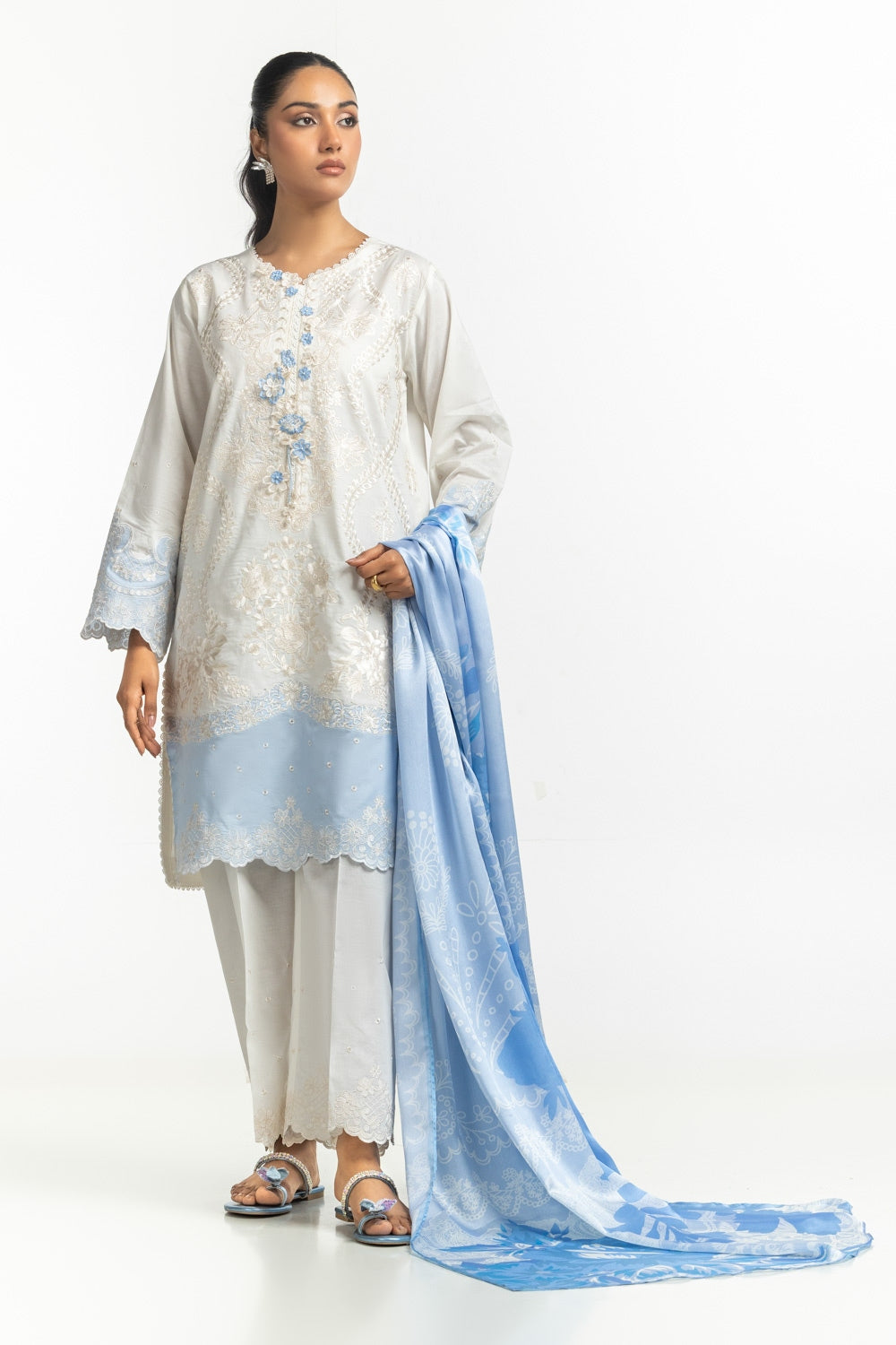 Satin Crinkle Printed Dupatta