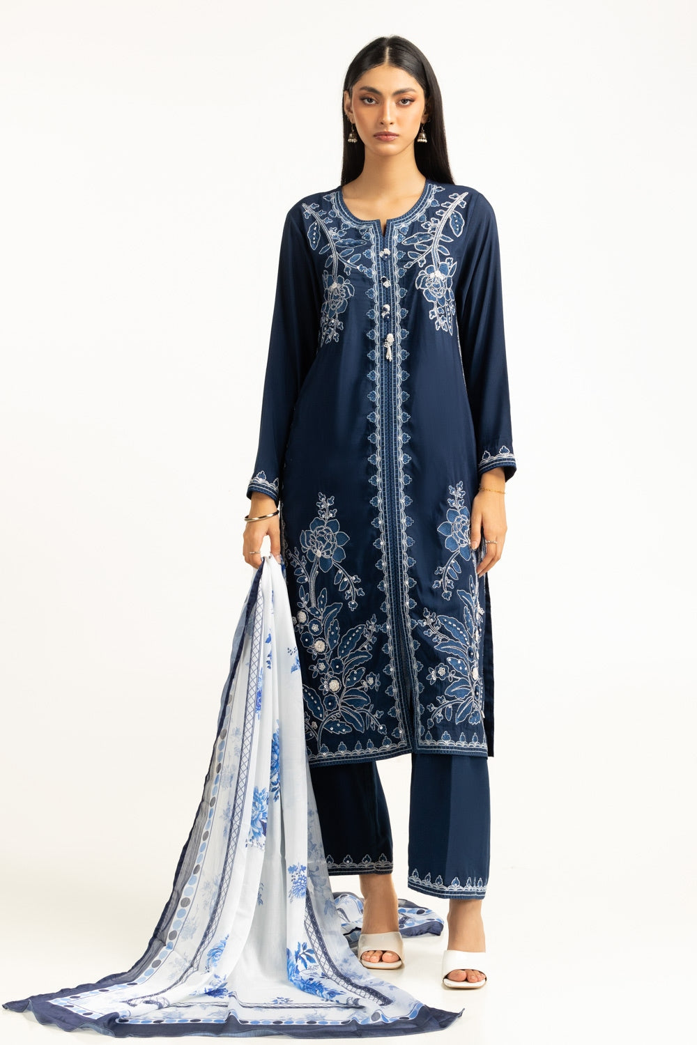 Satin Crinkle Printed Dupatta
