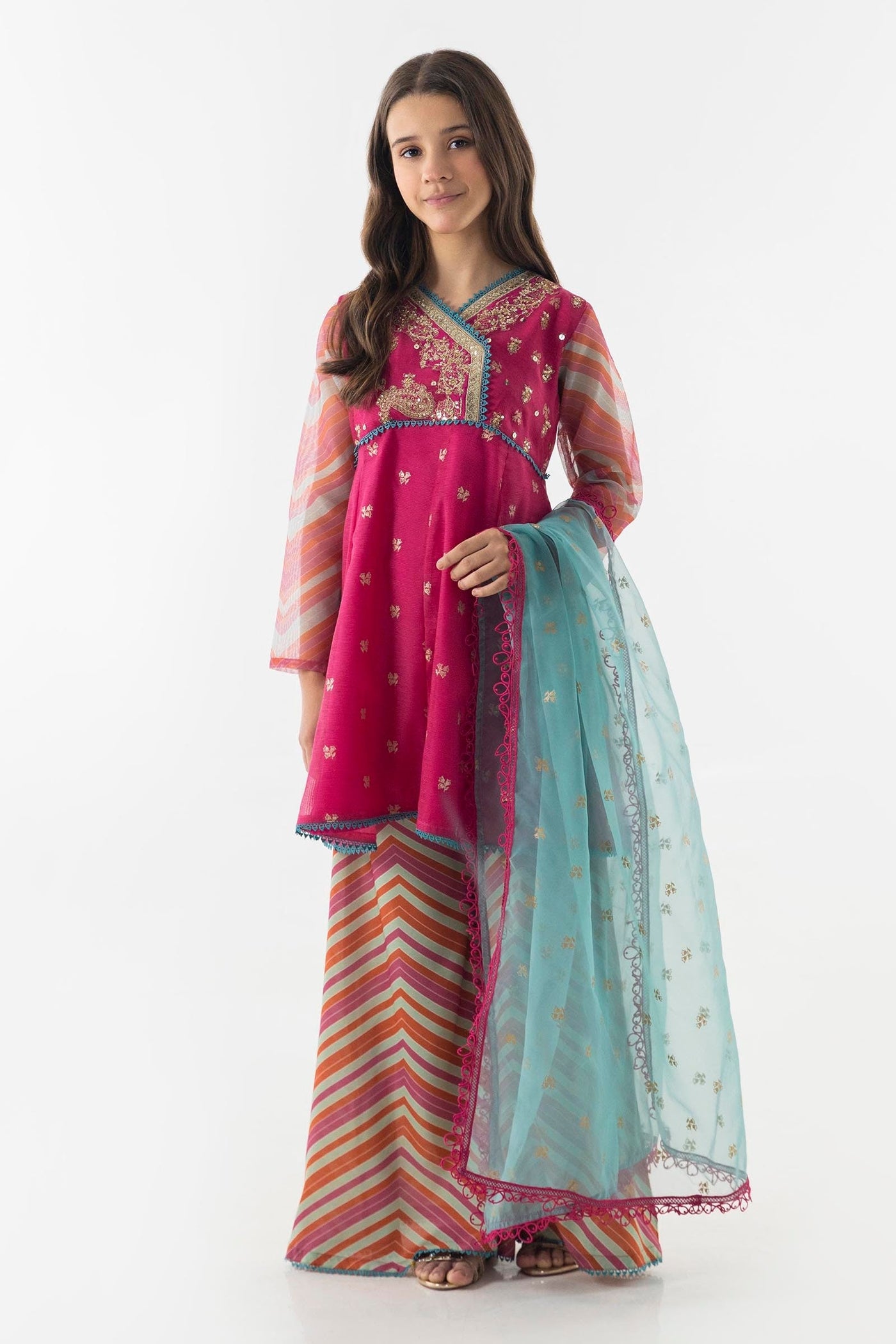 Stitched Kids Embroidered Cotton Suit