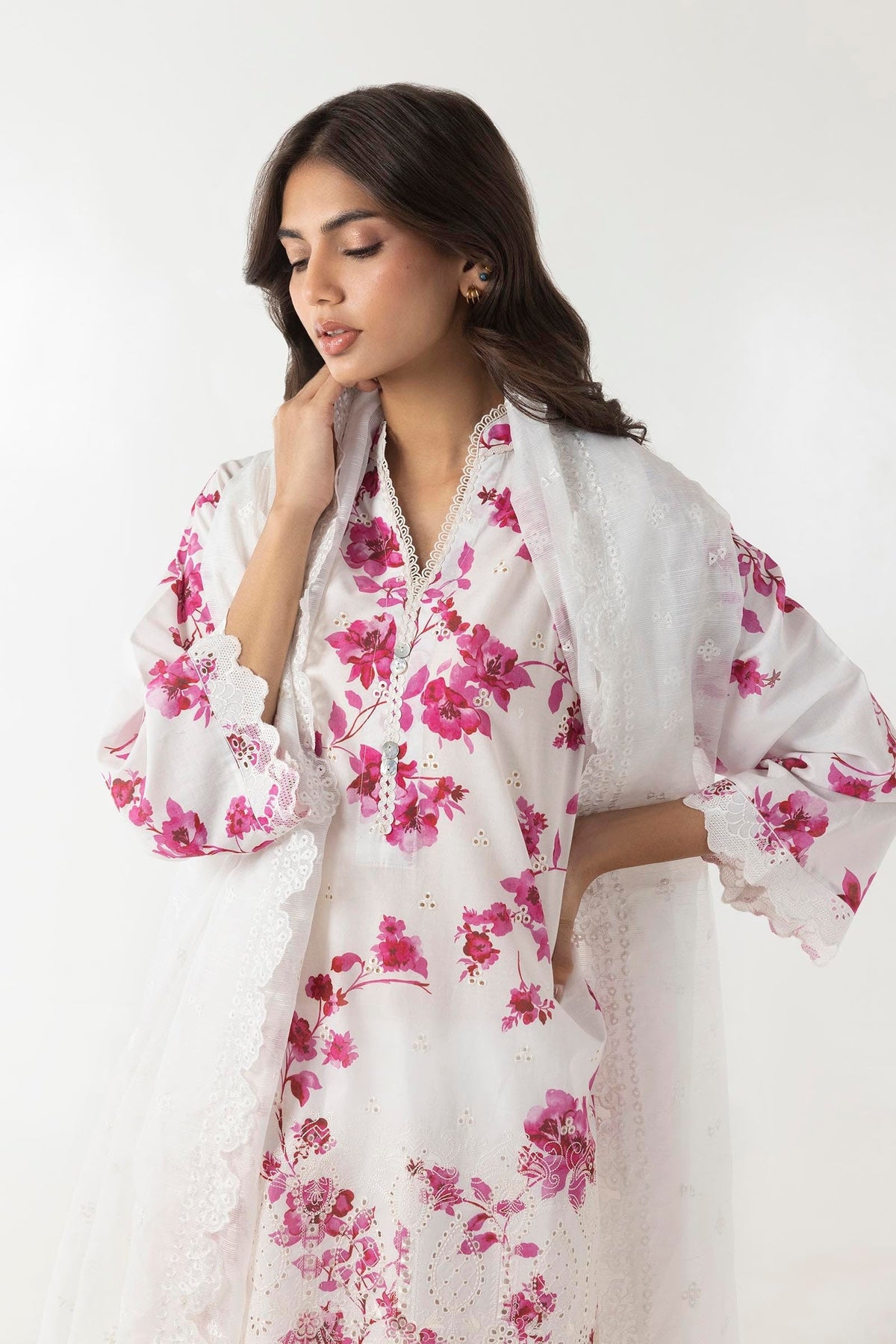 Stitched Lawn Embroidered Shirt