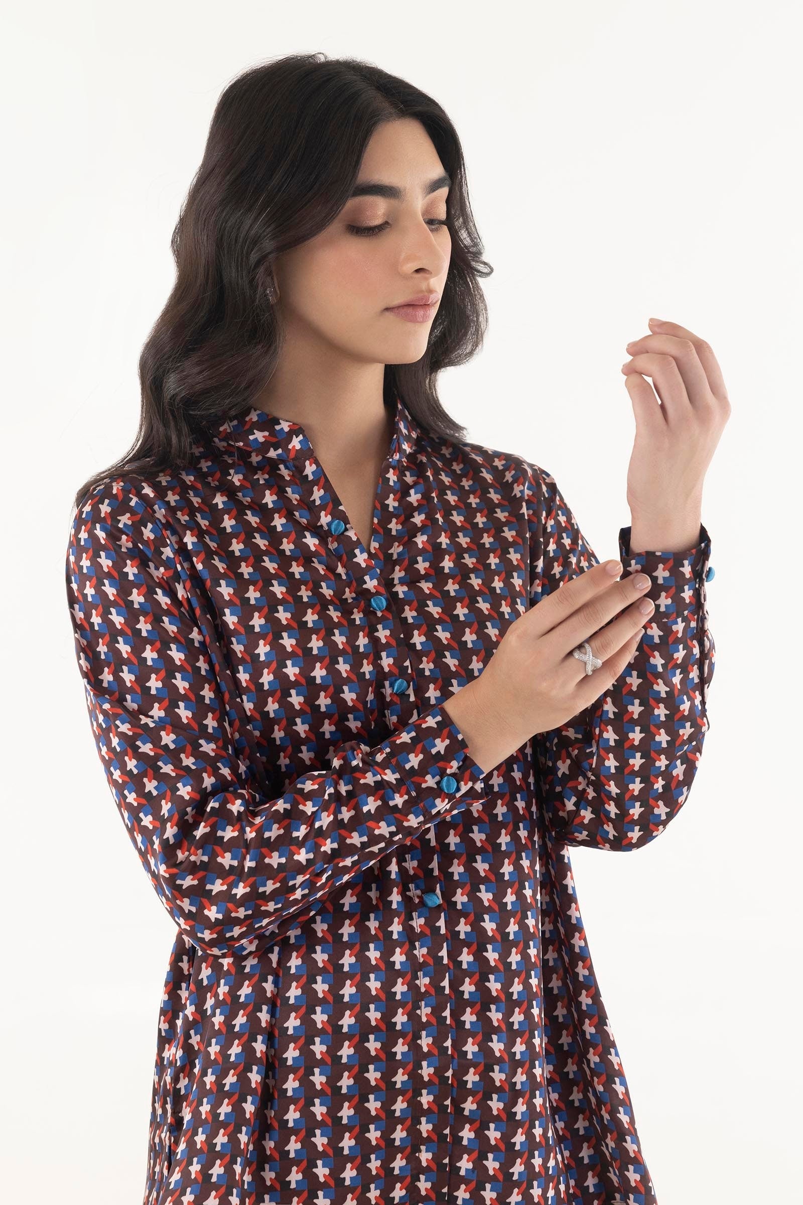 Stitched Satin Printed Shirt + Culotte