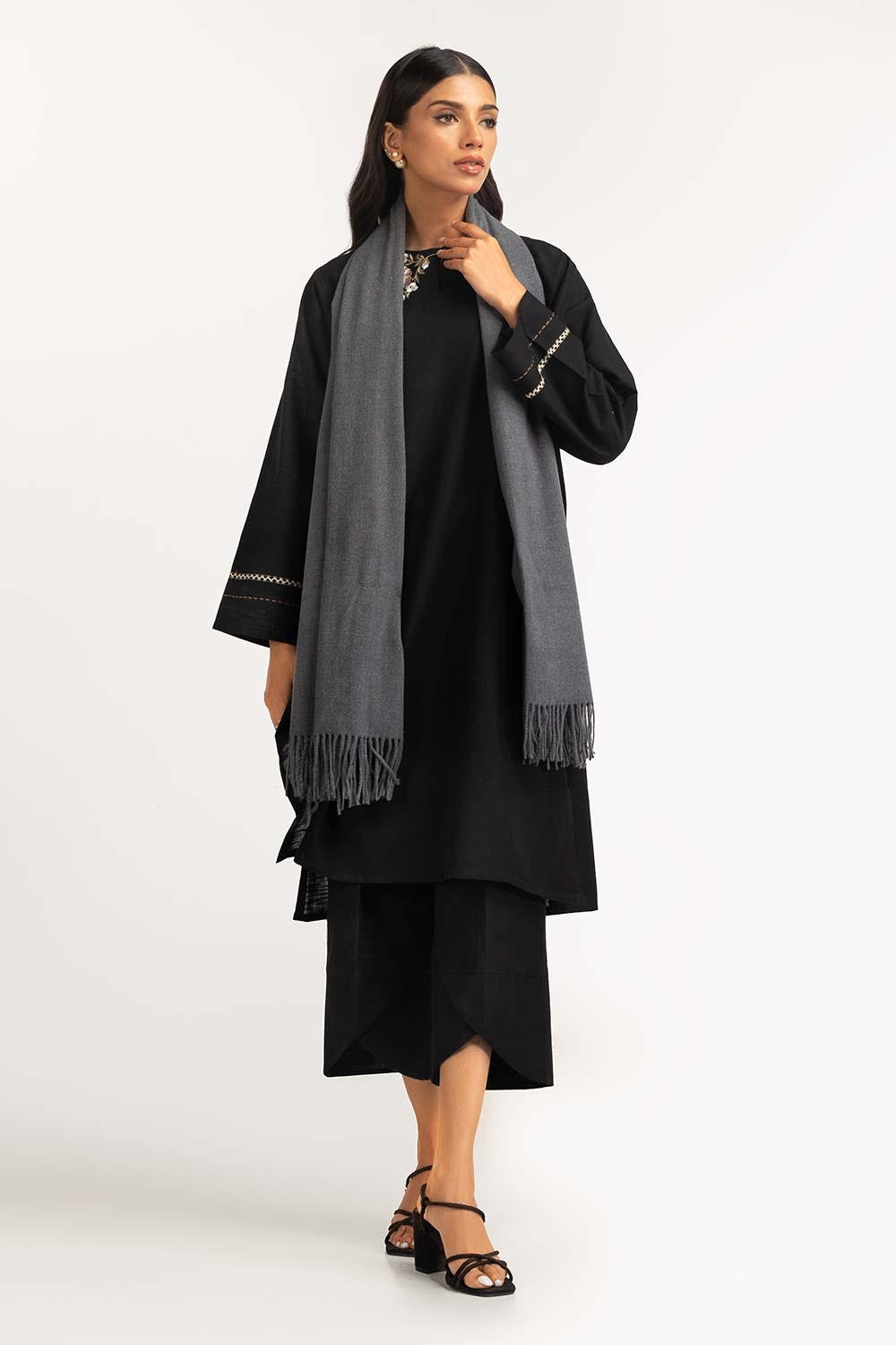 Charcoal Polyester Scarf