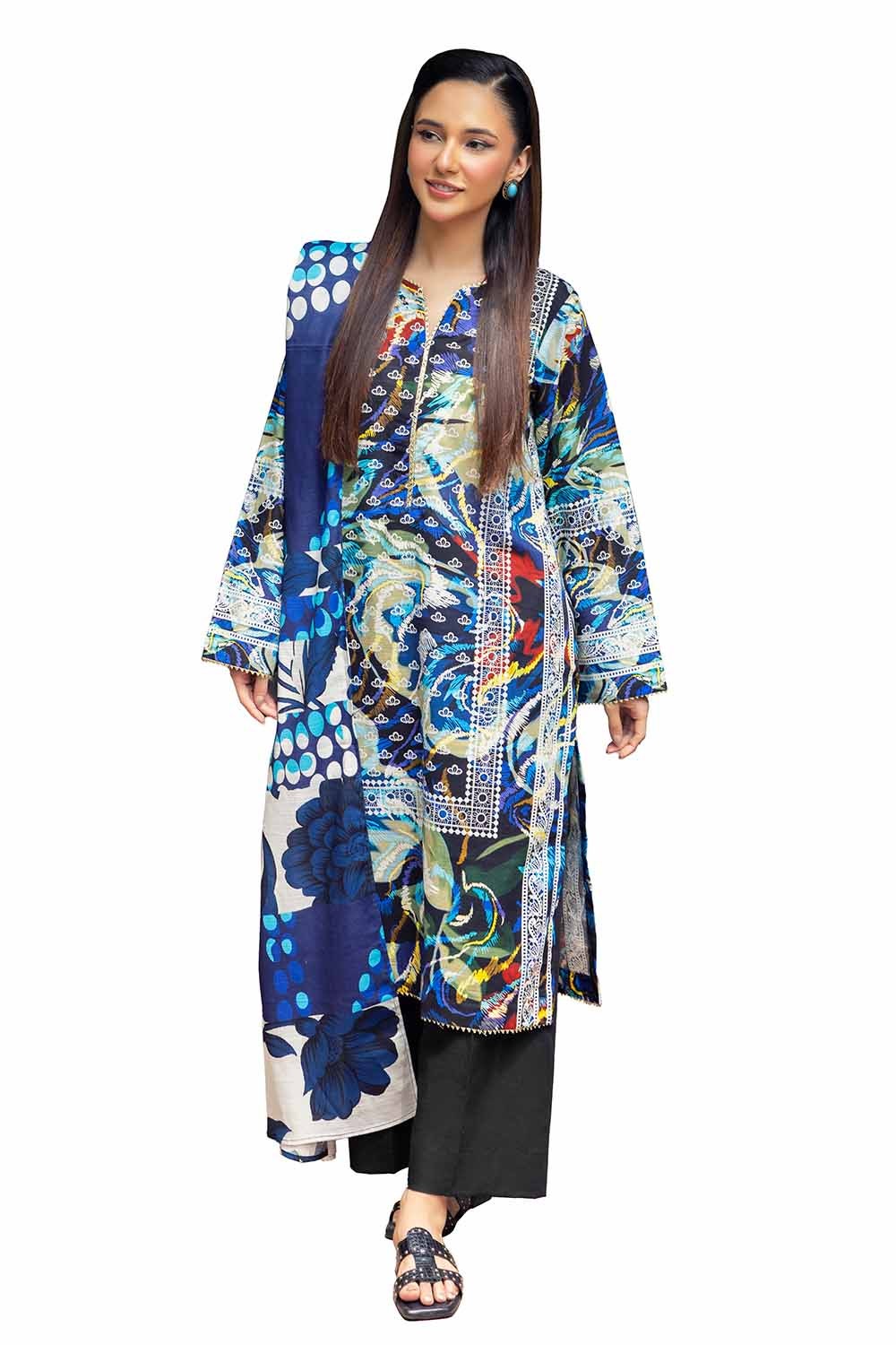 3 Piece Unstitched Printed Khaddar Suit