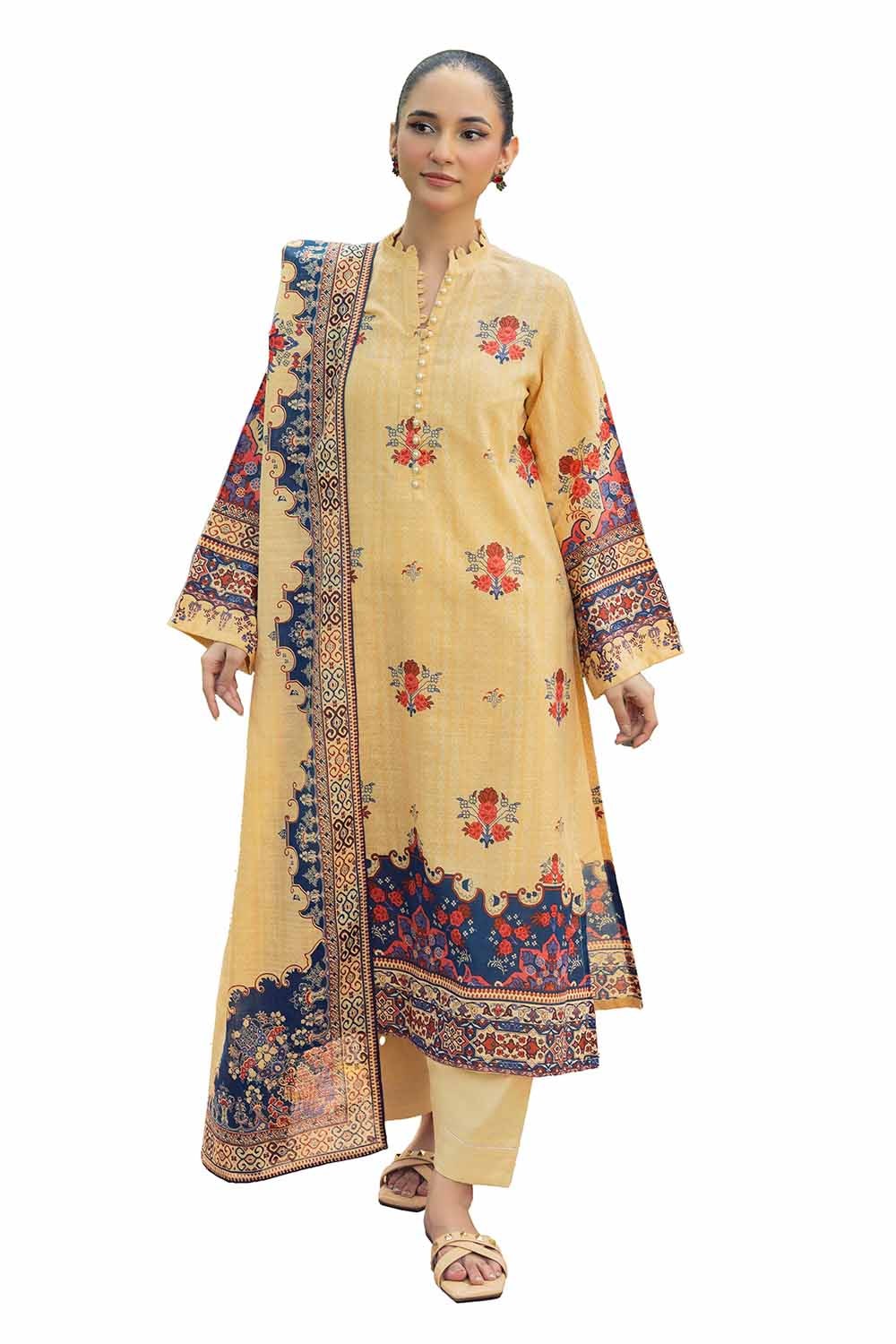 3 Piece Unstitched Printed Khaddar Suit
