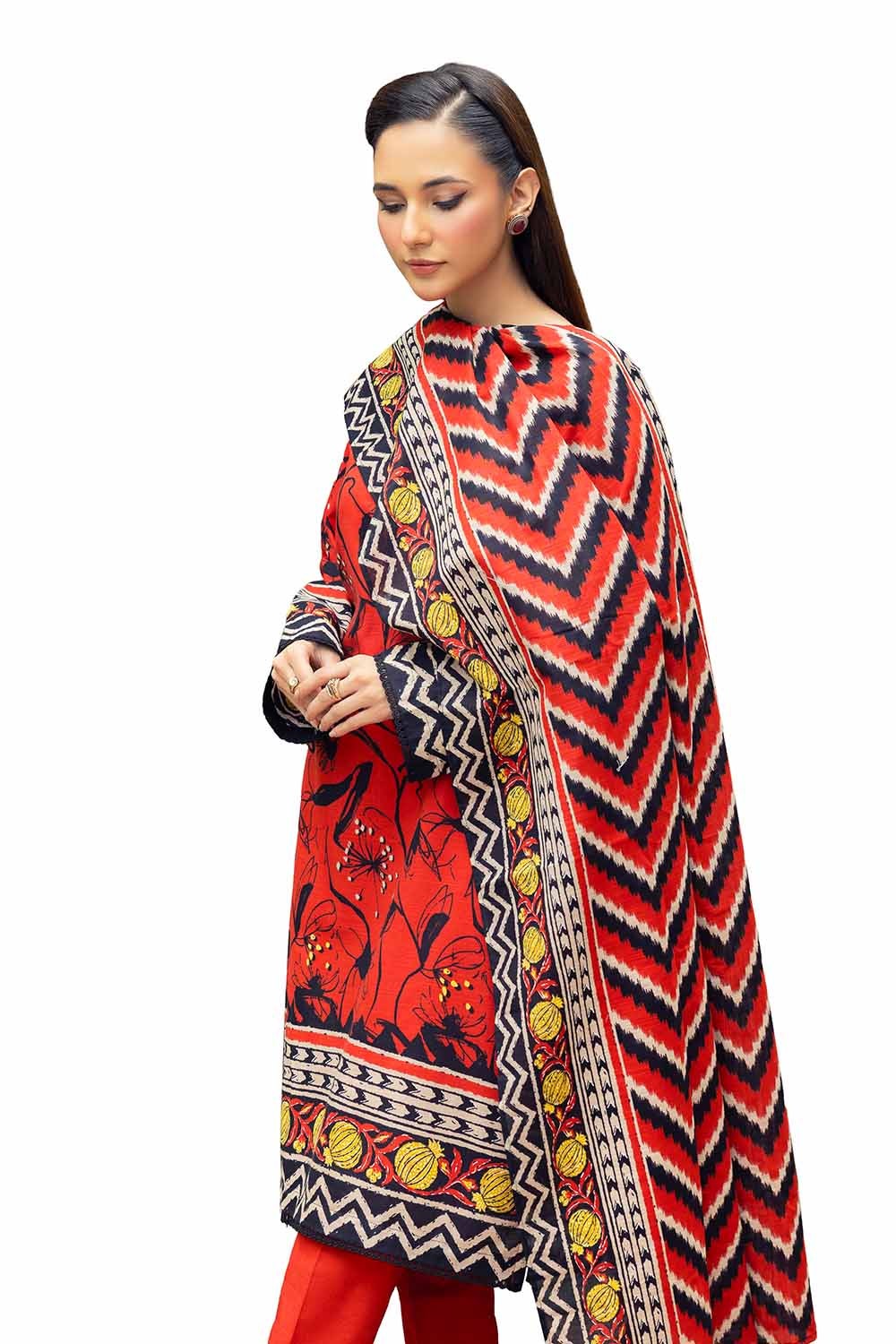 3 Piece Unstitched Printed Khaddar Suit
