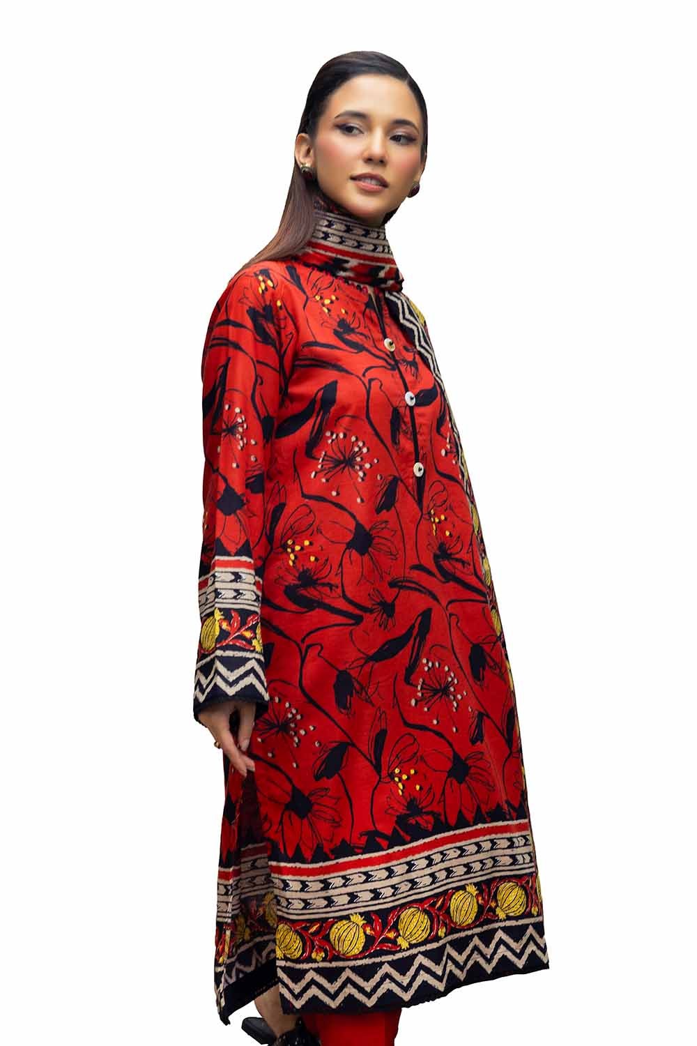 3 Piece Unstitched Printed Khaddar Suit