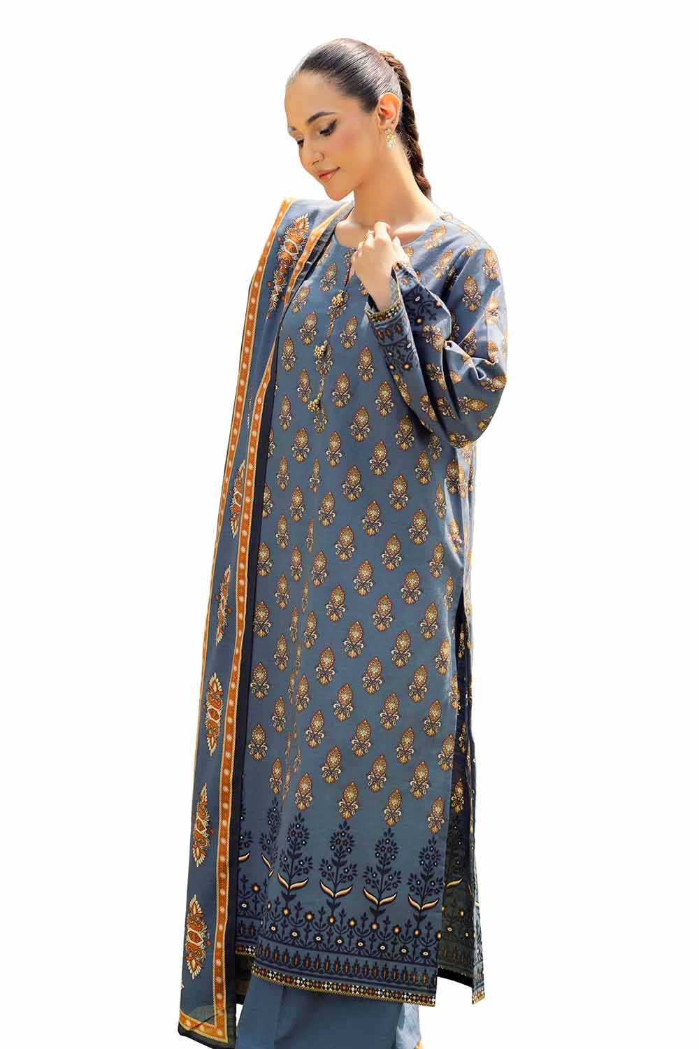 3 Piece Unstitched Printed Khaddar Suit
