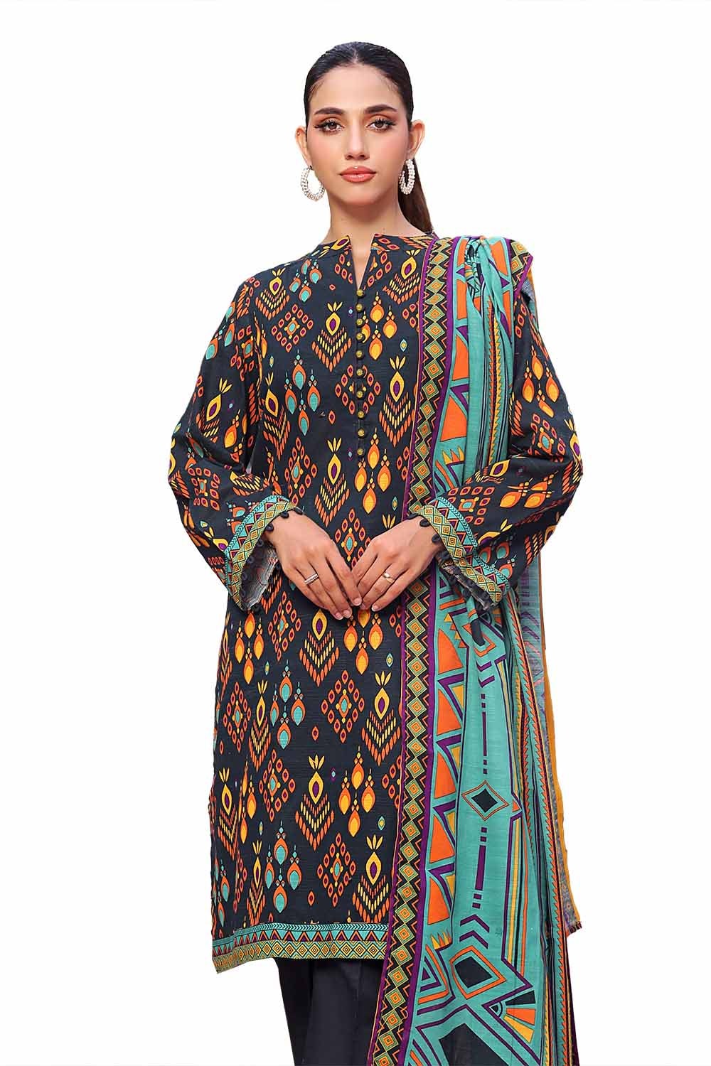 3 Piece Unstitched Printed Khaddar Suit