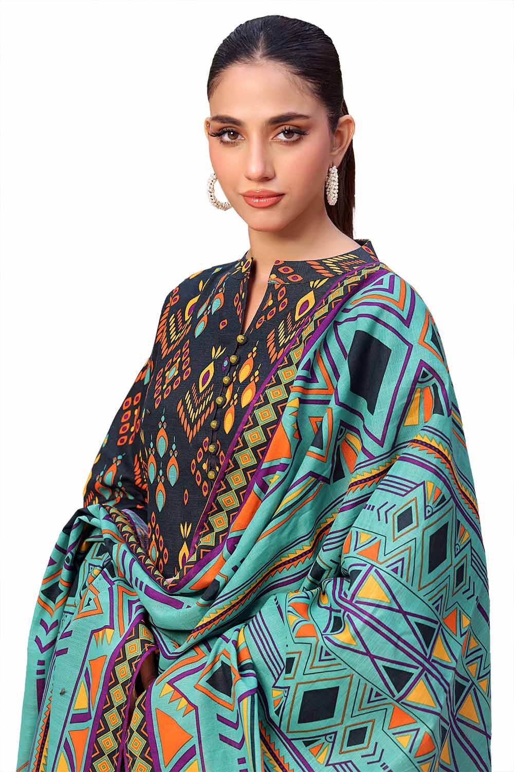 3 Piece Unstitched Printed Khaddar Suit