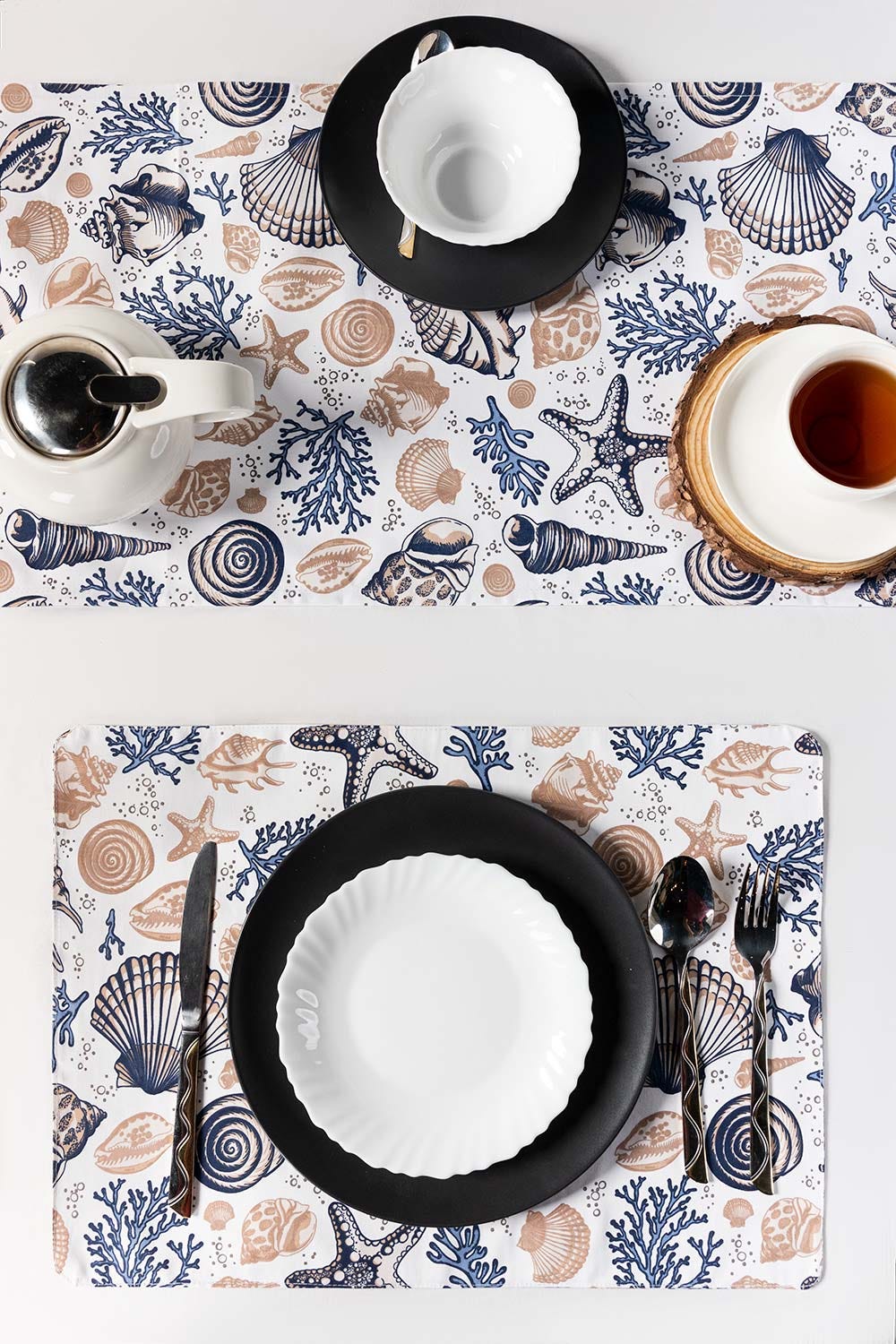 Aw23-Sea Shell Placemat And Runner Set
