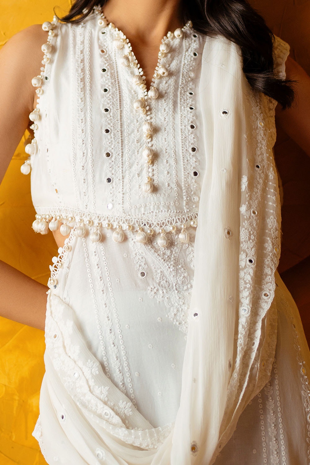 3 Piece Unstitched Embroidered Lawn Suit With Embroidered Chiffon Dupatta