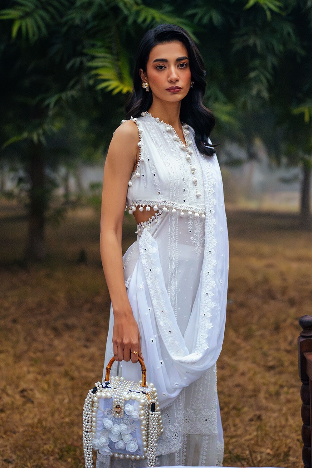 3 Piece Unstitched Embroidered Lawn Suit With Embroidered Chiffon Dupatta
