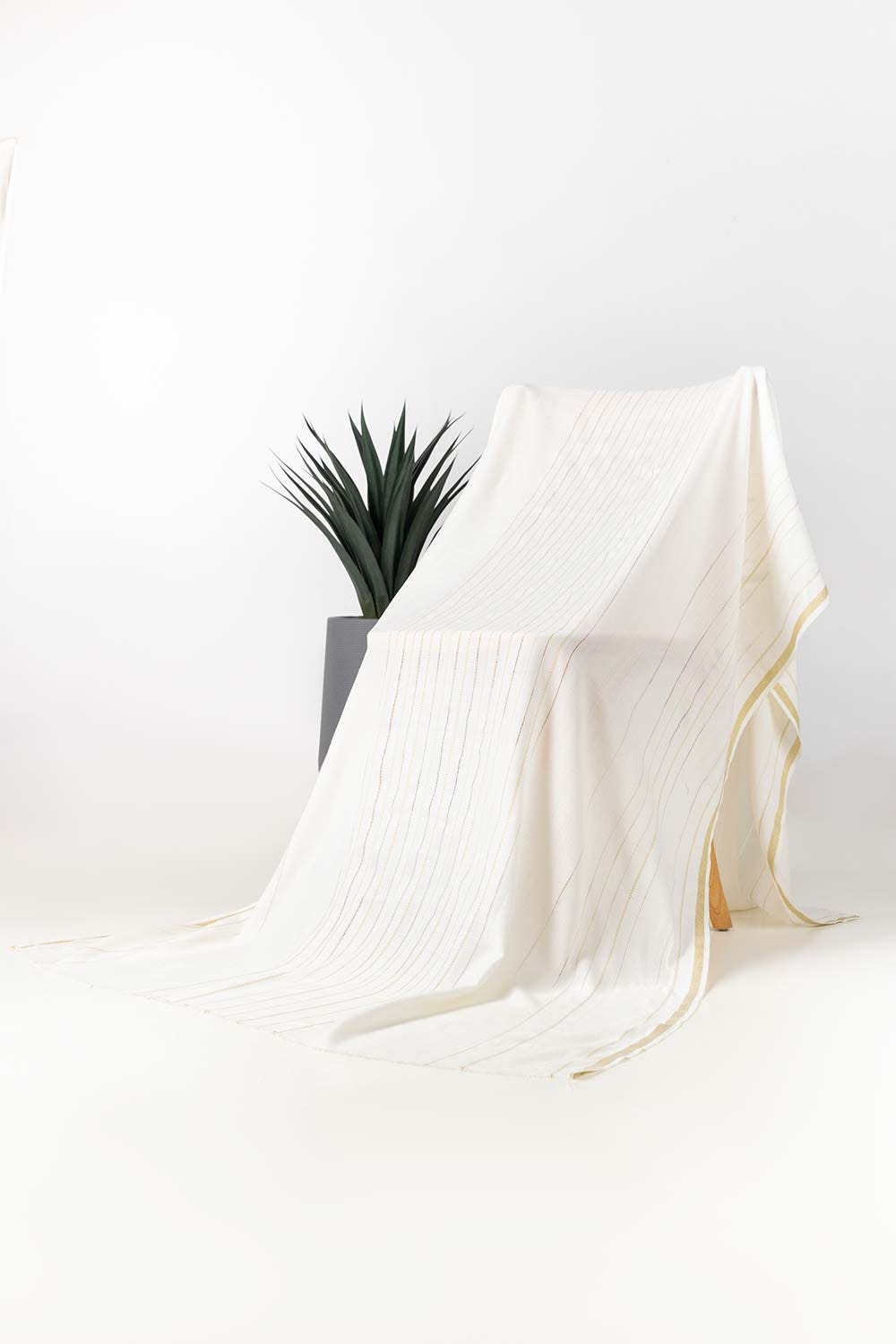 Off White Blended Zari Shawl