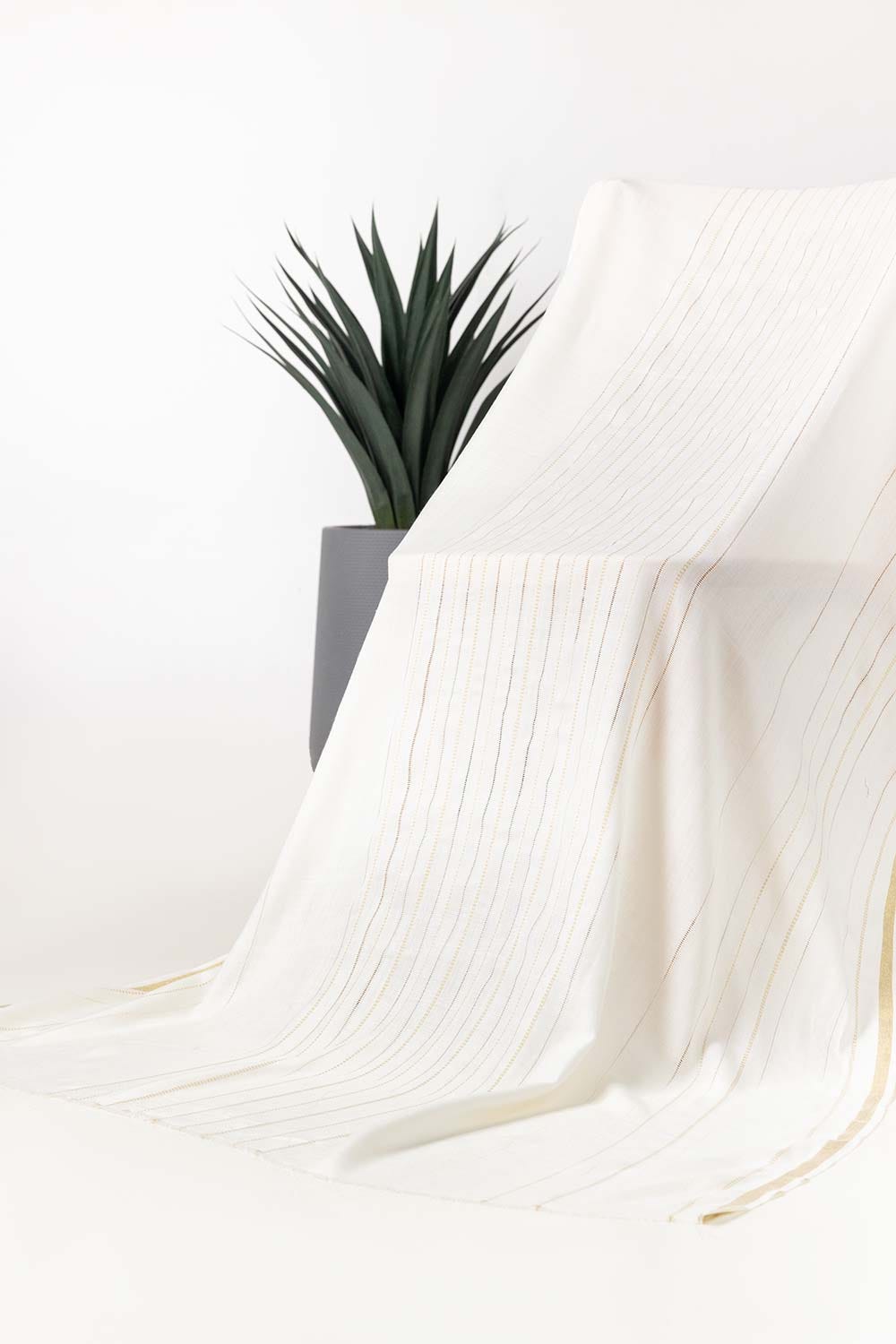 Off White Blended Zari Shawl