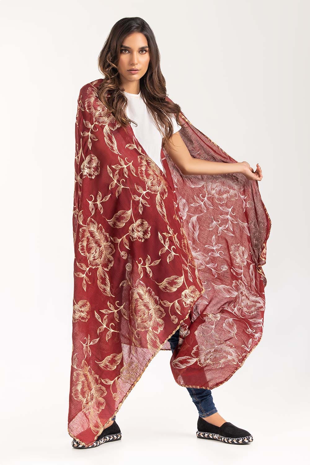 Red Embroidered