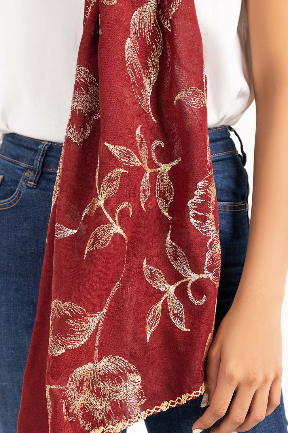 Red Embroidered