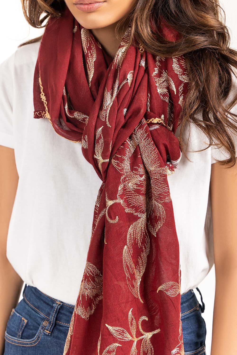 Red Embroidered