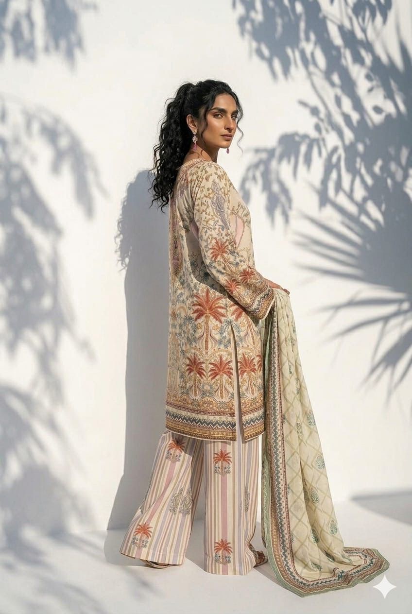 Siena Printed Co-ord set with Chiffon Dupatta